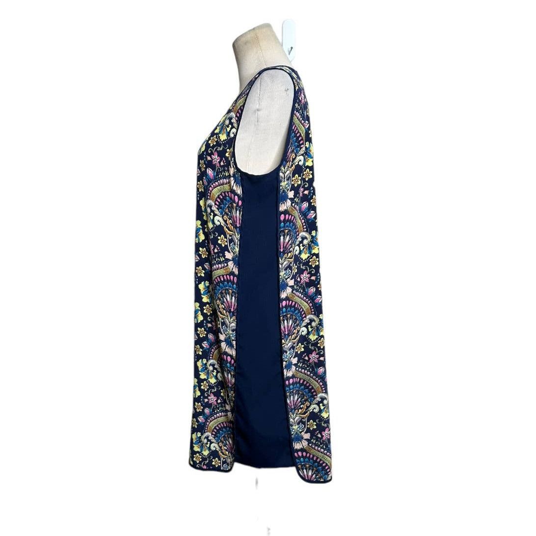 Anthropologie Kachel navy blue floral silk sleeveless mini dress size 12 Size XL / US 12-14 / IT 48-50 - 8 Thumbnail