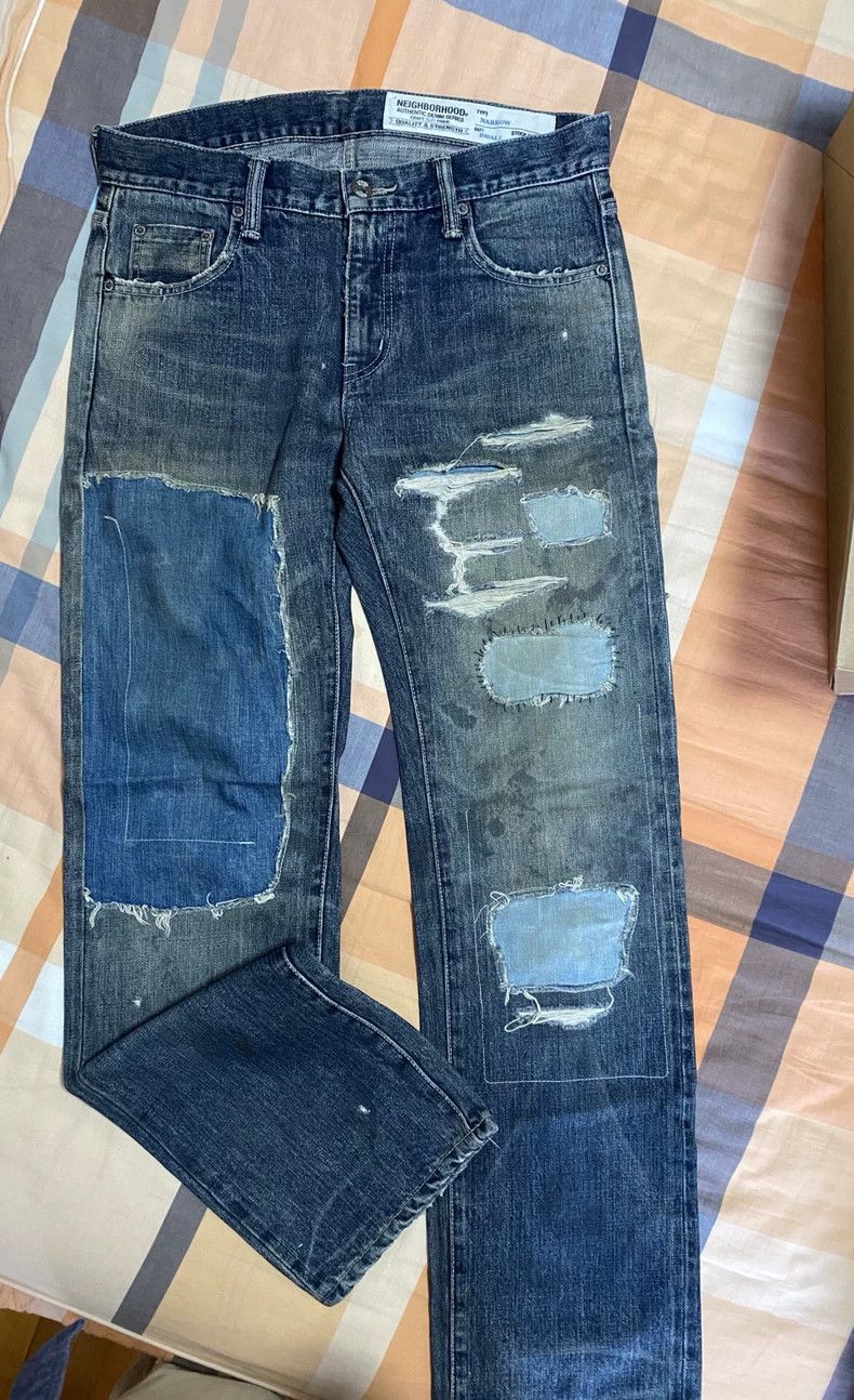 Neighborhood NEIGHBORHOOD SLASH SAVAGE NARROW 14OZ-PT Denim - dmc Size US 29 - 1 Thumbnail