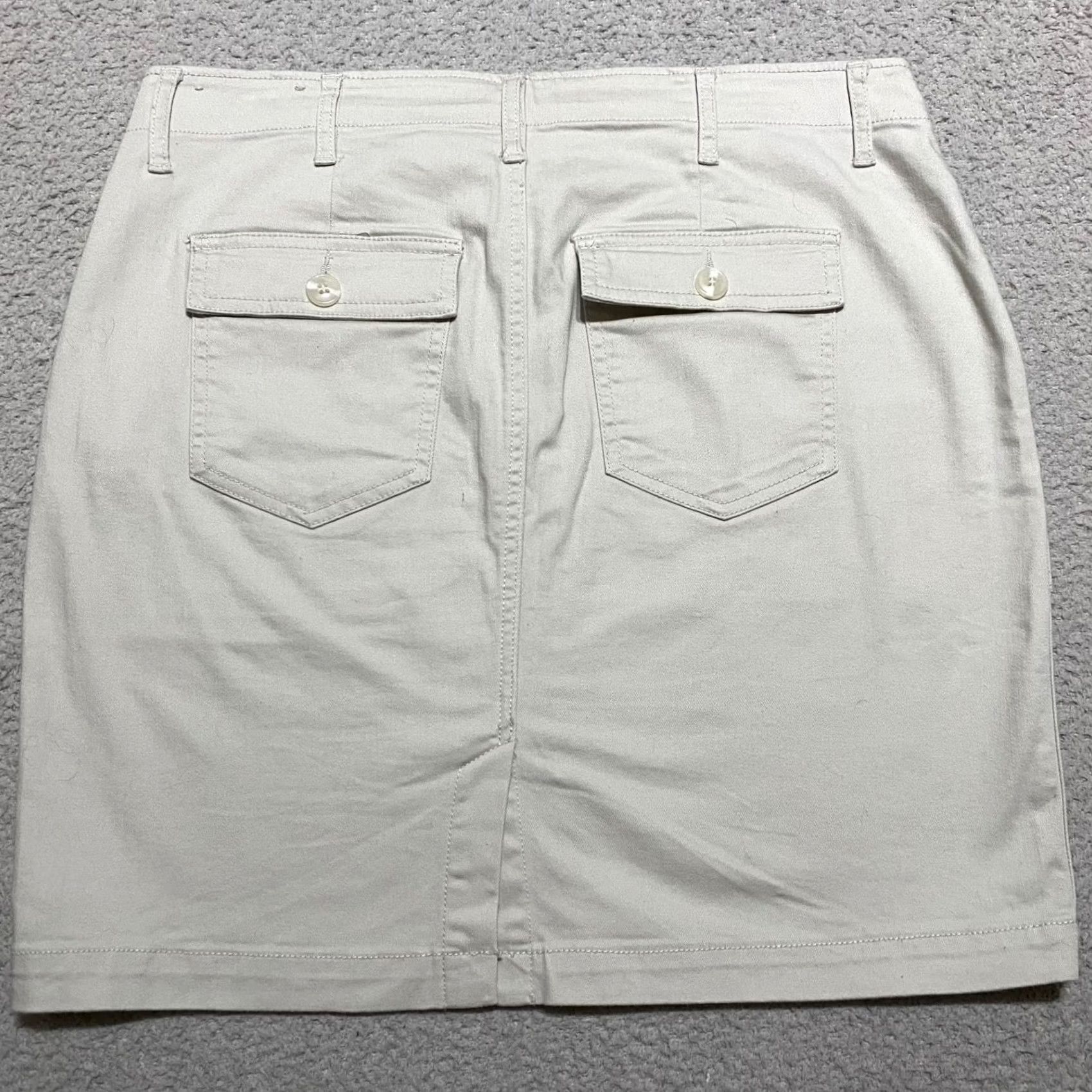 Vintage Liverpool Women Skirt 10 Beige Light Pockets Straight Pencil Button Fly Casual Business Party Mini Size 32" / US 10 / IT 46 - 2 Thumbnail