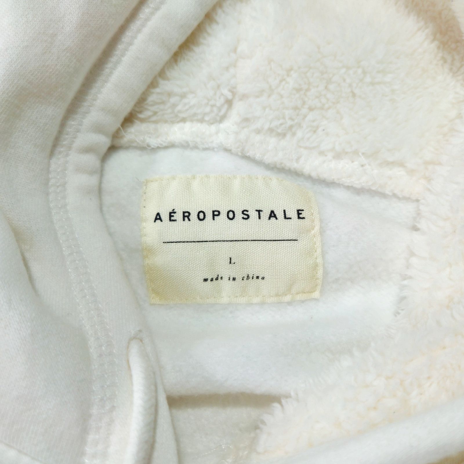 Aeropostale Aeropostale Fleece Lined Pullover Hoodie Drawstring Ivory L Size L / US 10 / IT 46 - 4 Thumbnail