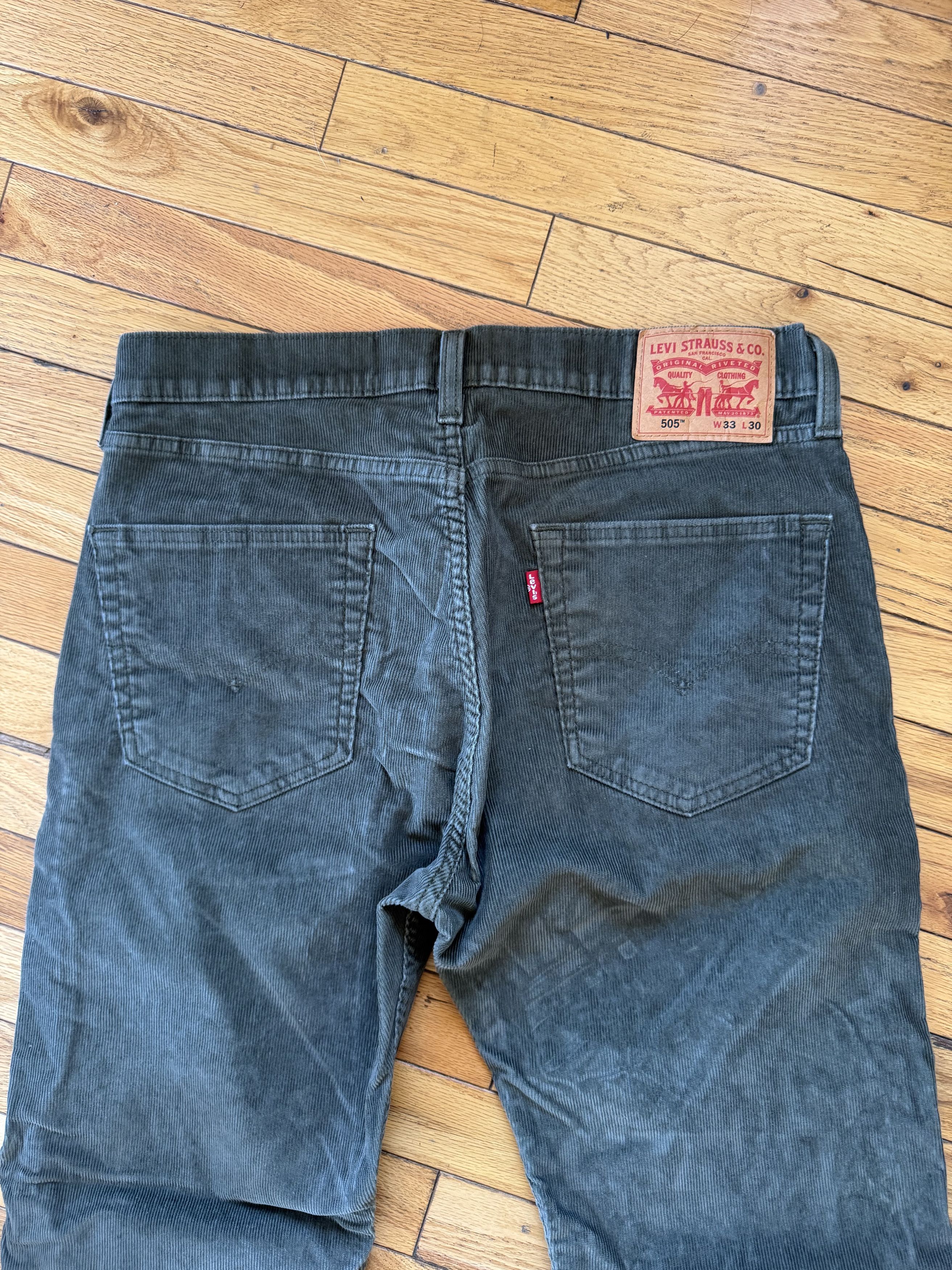 Levi's Levis 505 Dark Green Corduroy Pants Size US 33 - 3 Thumbnail