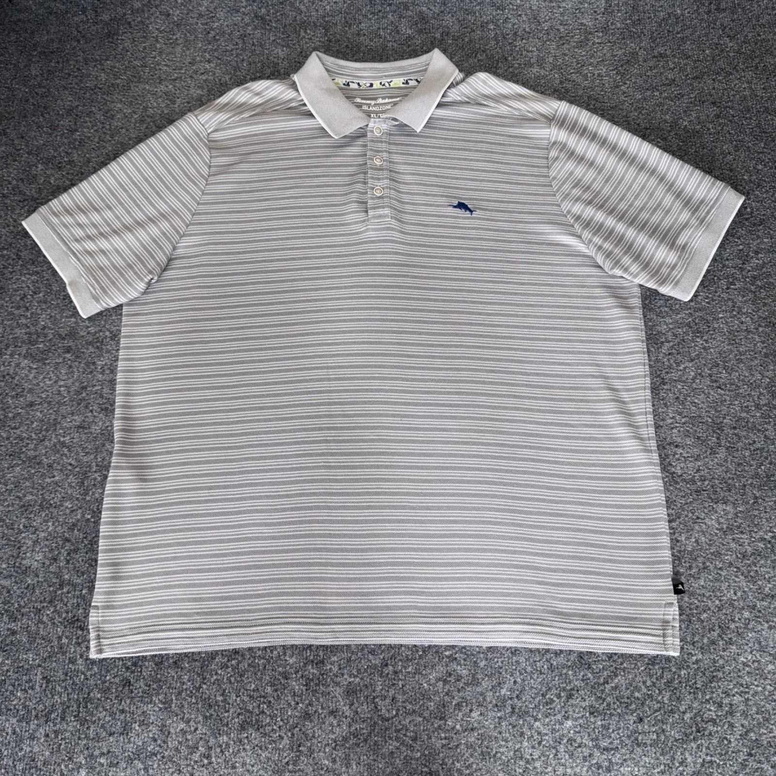 Tommy Bahama Tommy Bahama Mens IslandZone Polo Shirt XL Gray Striped Size US XL / EU 56 / 4 - 1 Thumbnail