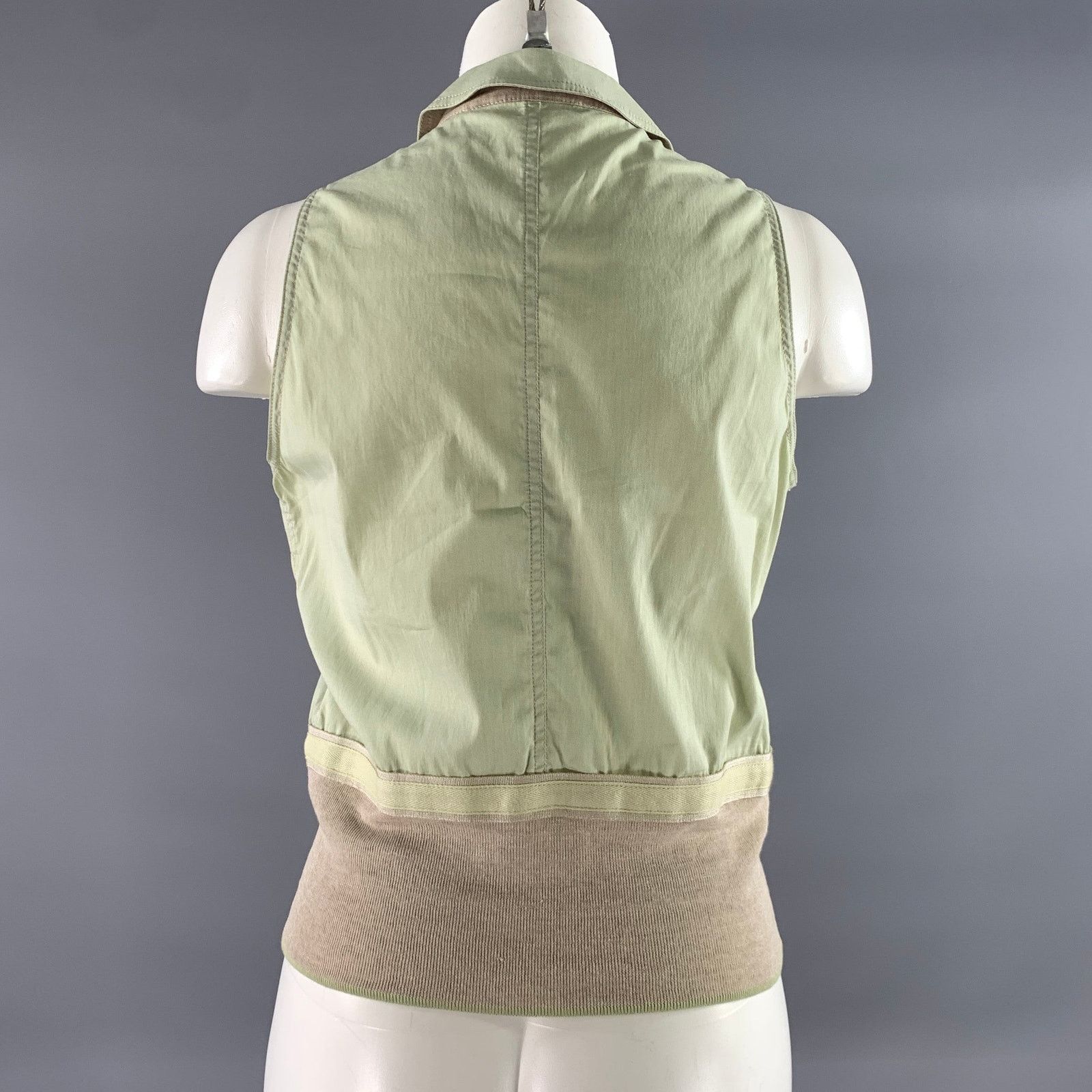 Brunello Cucinelli BRUNELLO CUCINELLI S Tan Mint Cotton Sleeveless Casual Top Size S / US 4 / IT 40 - 3 Thumbnail