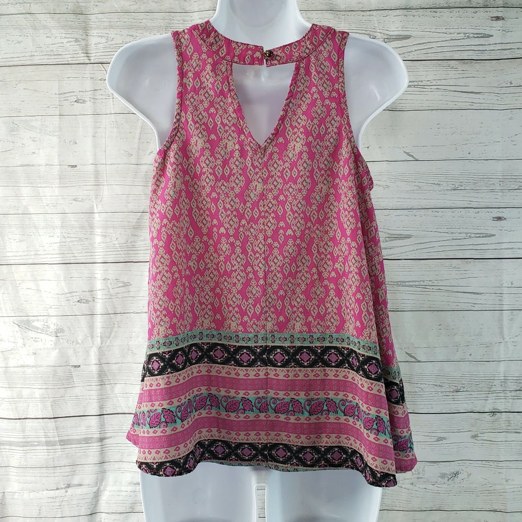 Vintage Xhilaration Womens Tank Top XS Pink Black Sleeveless Cutouts Casual Size XS / US 0-2 / IT 36-38 - 3 Thumbnail