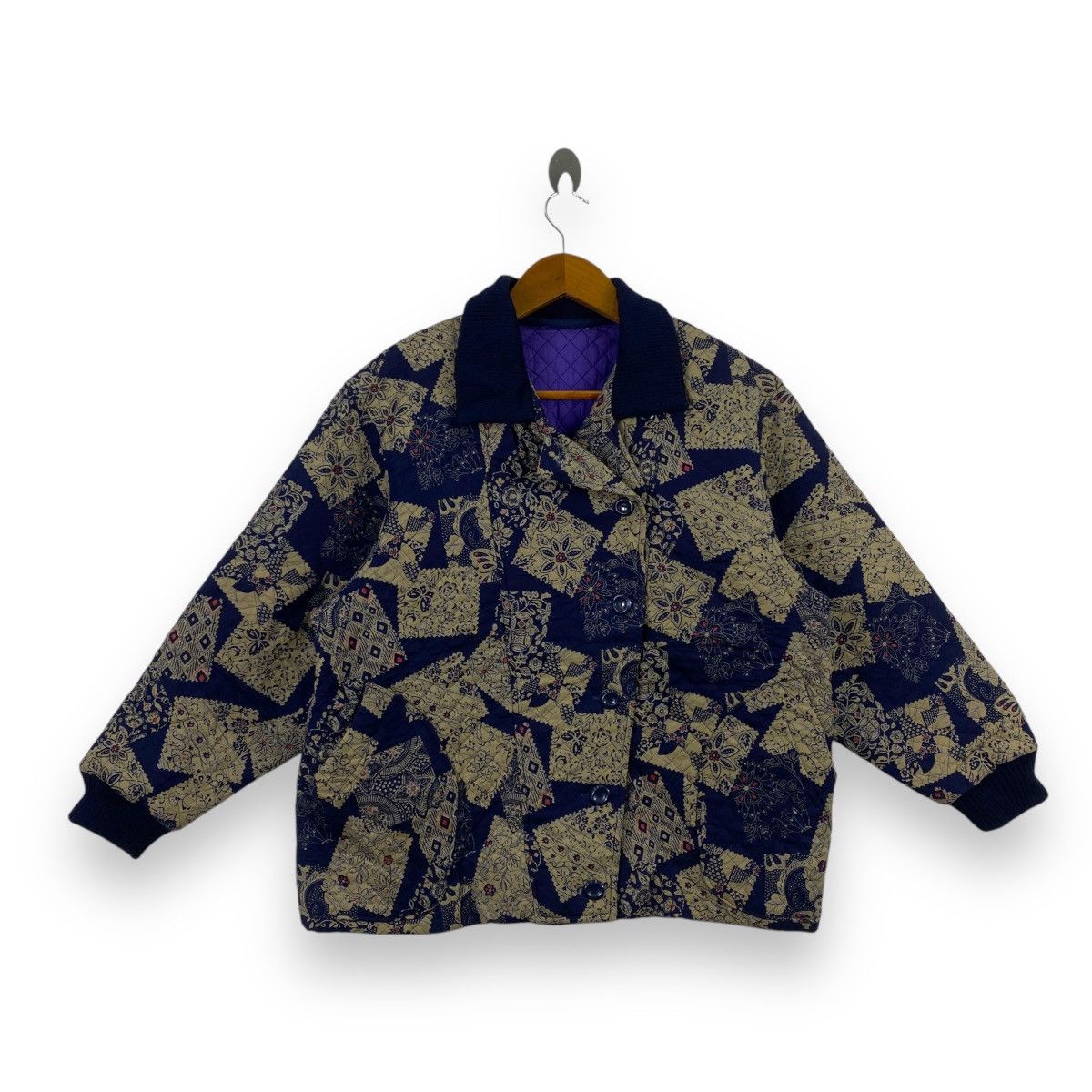 Vintage Vintage JAPAN TRADITIONAL Floral Paisley Quilted Jacket Size L / US 10 / IT 46 - 1 Thumbnail