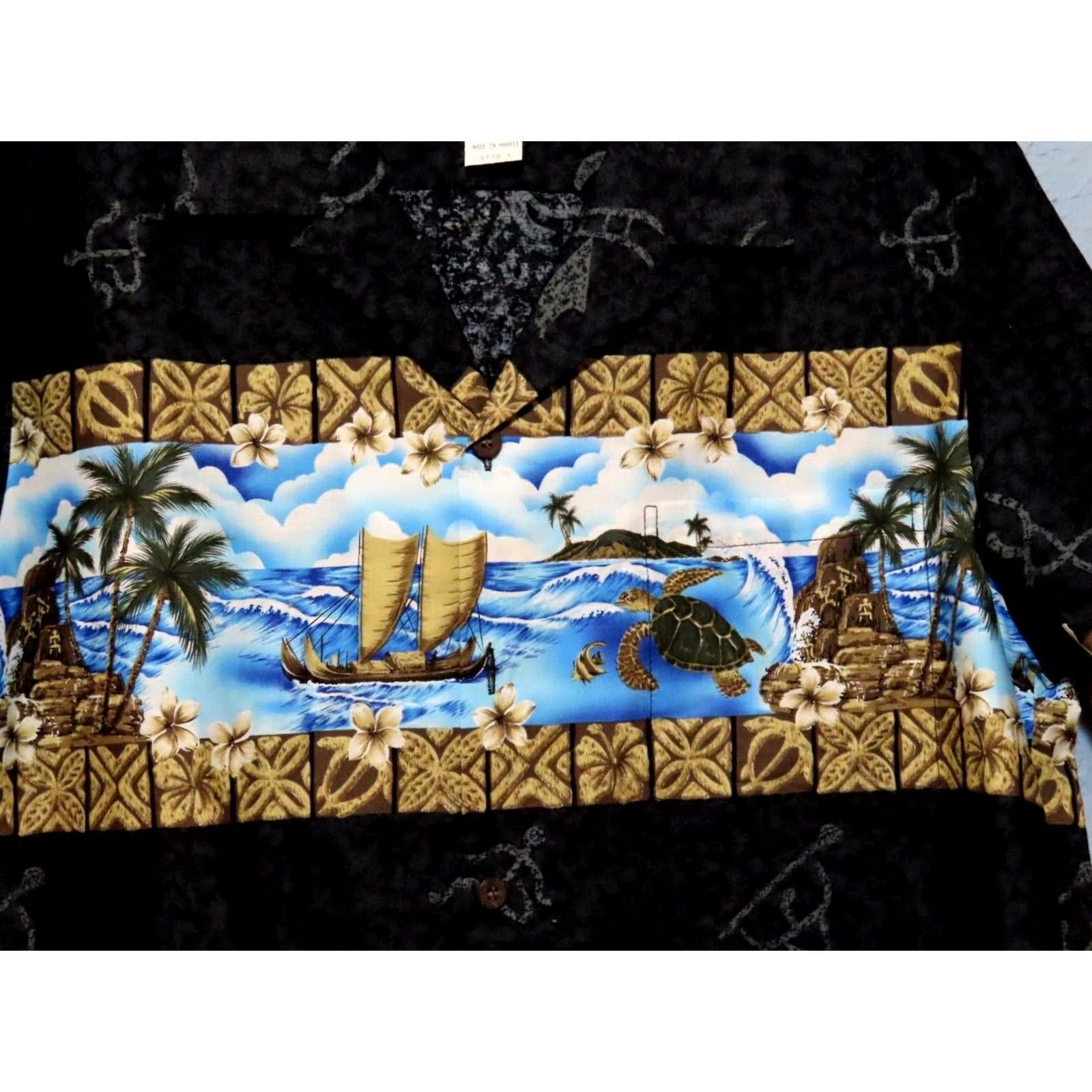 Vintage Hawaiian Reserve Collection Mens Large Sea Scene Turtle Short Sleeve Button-Up Shirt NWOT Size US L / EU 52-54 / 3 - 2 Thumbnail