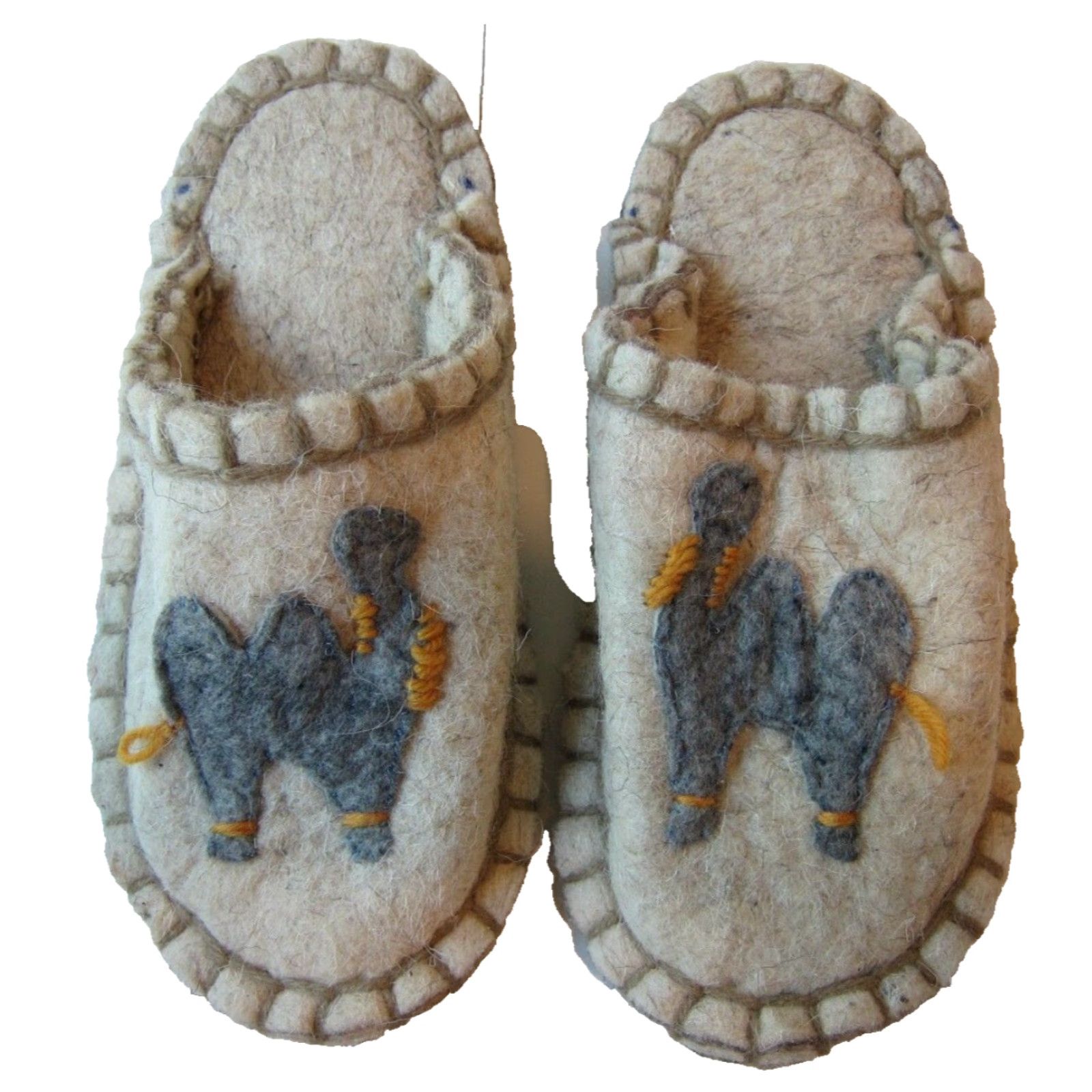 Camel Vtg Handmade 100% Wool Ivory Grey Camel Slip On Mule Slide Slipper Women 9-10 Size US 10 / IT 40 - 5 Thumbnail