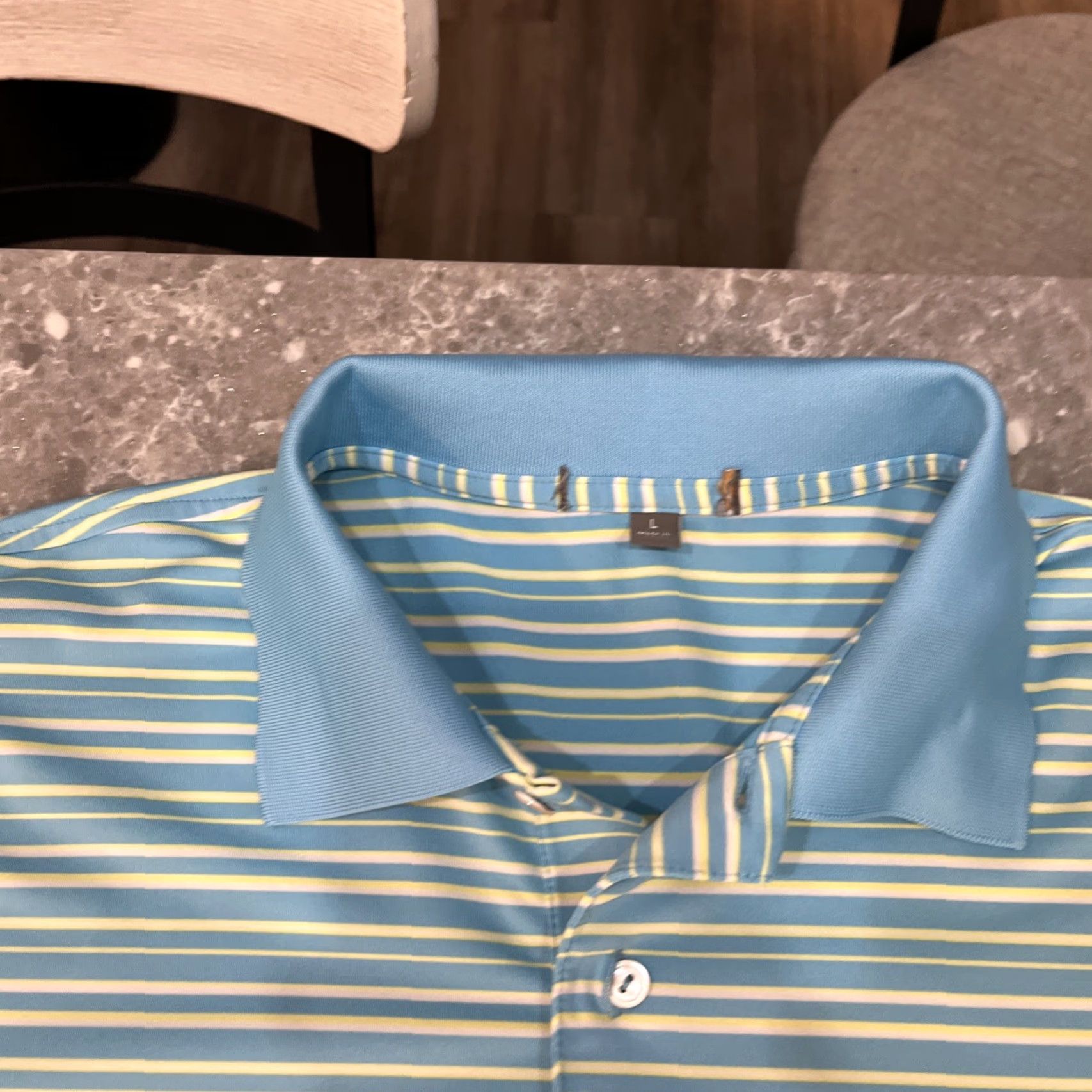 Peter Millar Quail Hollow Peter Millar Summer Comfort Polo Regular Large Light Blue Navy Stripes Men Golf Size US L / EU 52-54 / 3 - 3 Thumbnail
