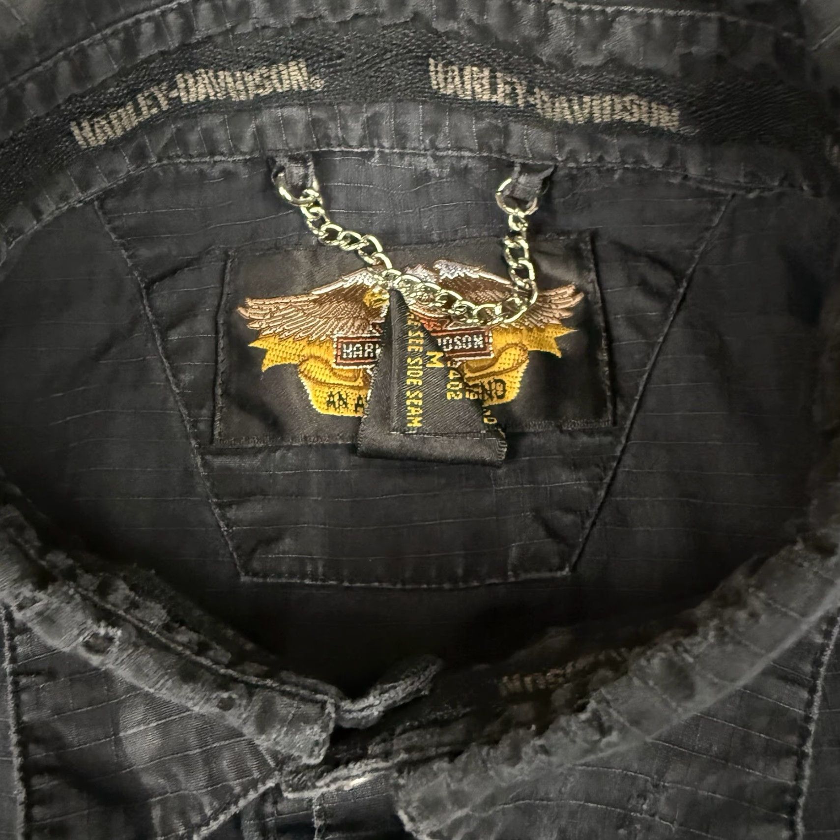 Harley Davidson Harley-Davidson Shirt Men's M Black Distressed Button-Up Grunge Casual M Size US M / EU 48-50 / 2 - 4 Thumbnail