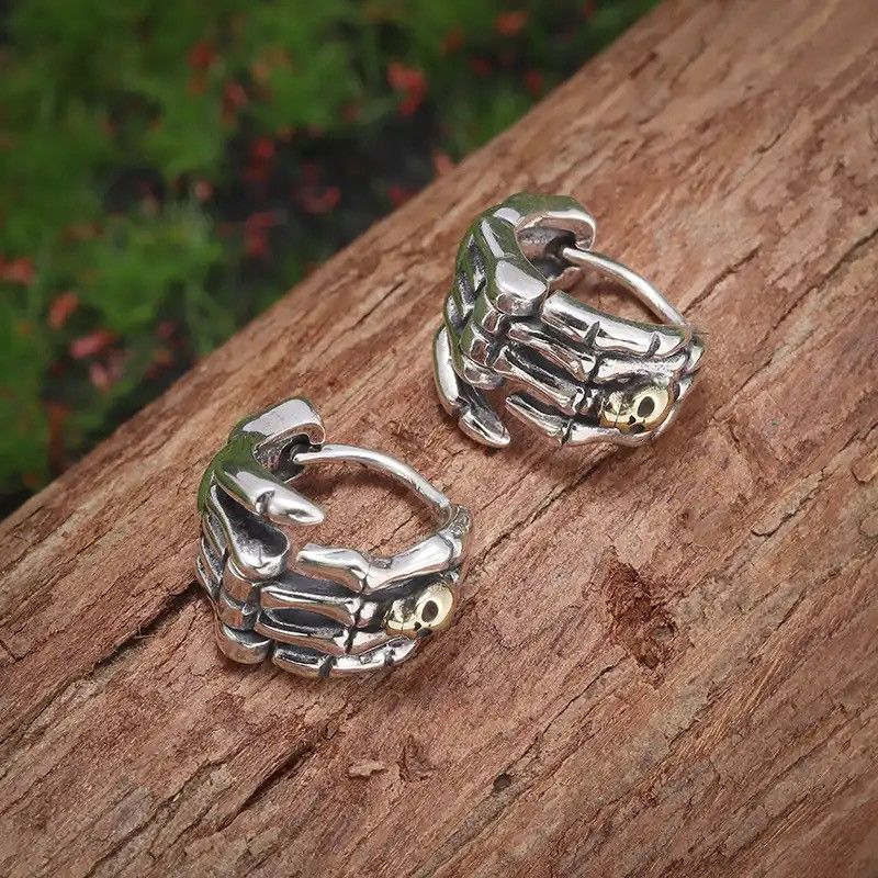 Jewelry × Vintage Gothic Skull Ghost Head Hand Earrings Size ONE SIZE - 3 Thumbnail
