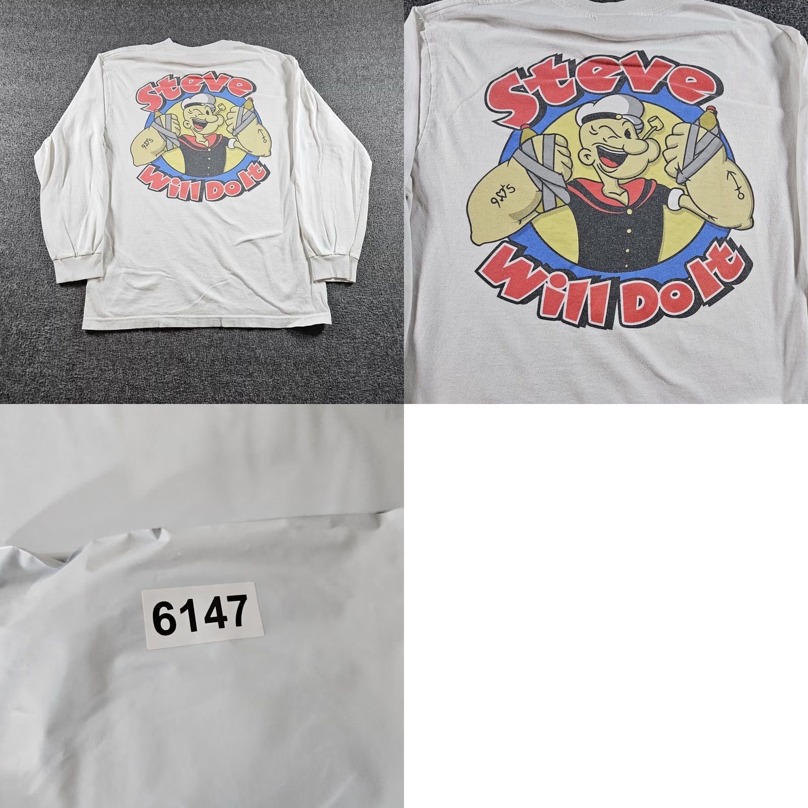 Vintage Full Send Shirt Mens M White Long Sleeve Graphic Tee Steve Will Do It Crew Neck Jersey Size US M / EU 48-50 / 2 - 8 Thumbnail