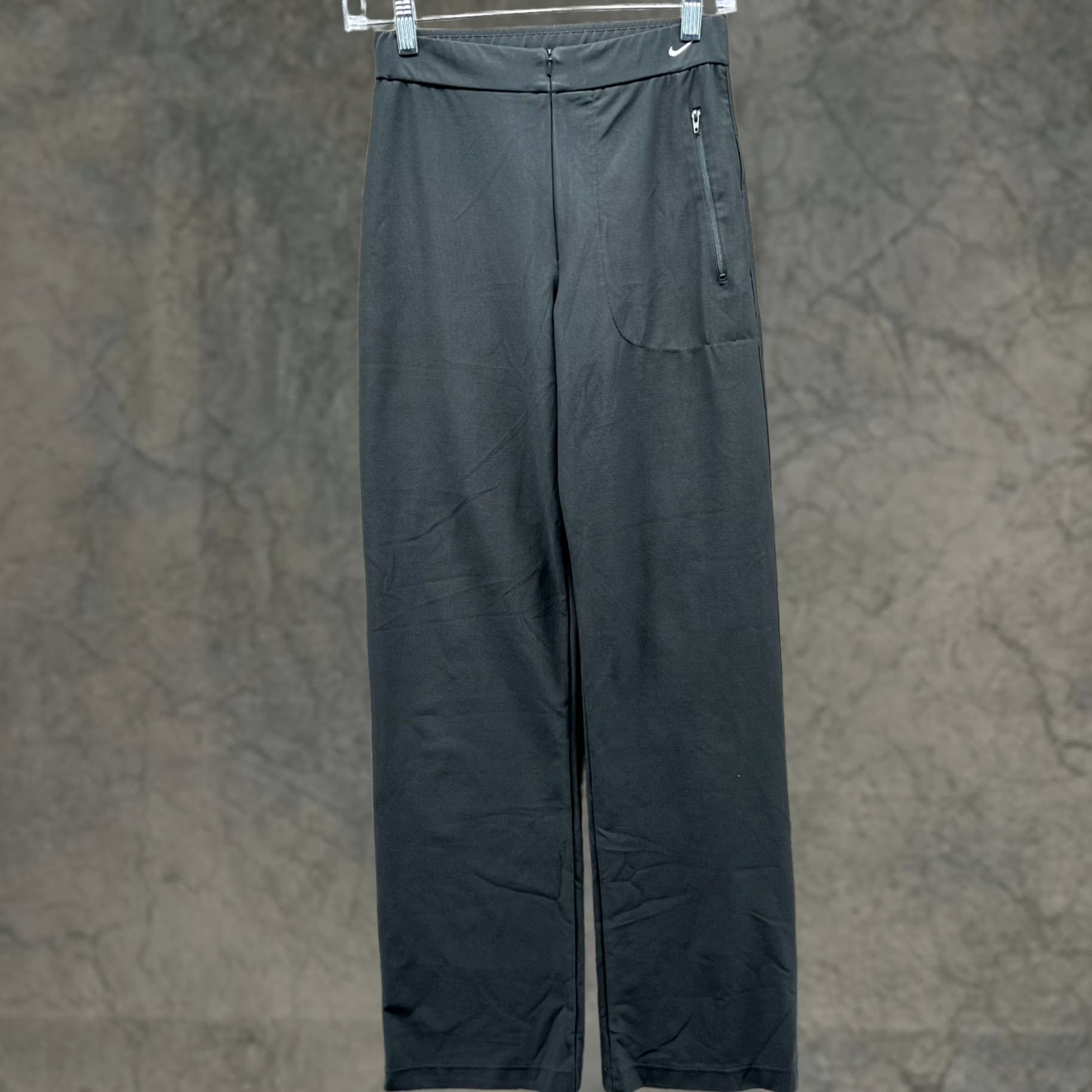 Nike VINTAGE Nike Sweatpants Womens Small Black Athletic Dri Fit Swoosh Y2K Zip Shirt Pants Size 28" / US 6 / IT 42 - 1 Thumbnail