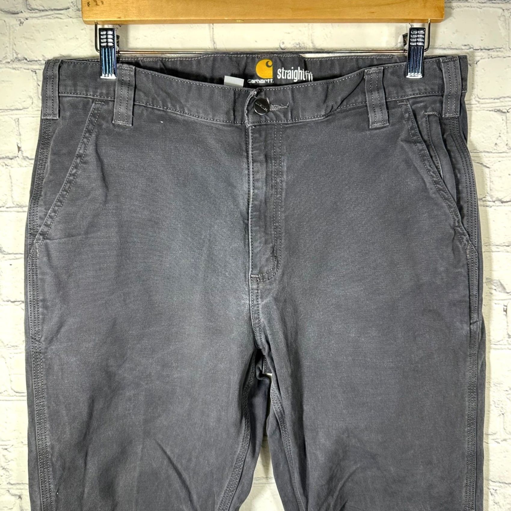 Carhartt Carhartt Mens Pants Canvas Dark Gray Charcoal 34x31 Straight Fit Work Size US 34 / EU 50 - 2 Thumbnail