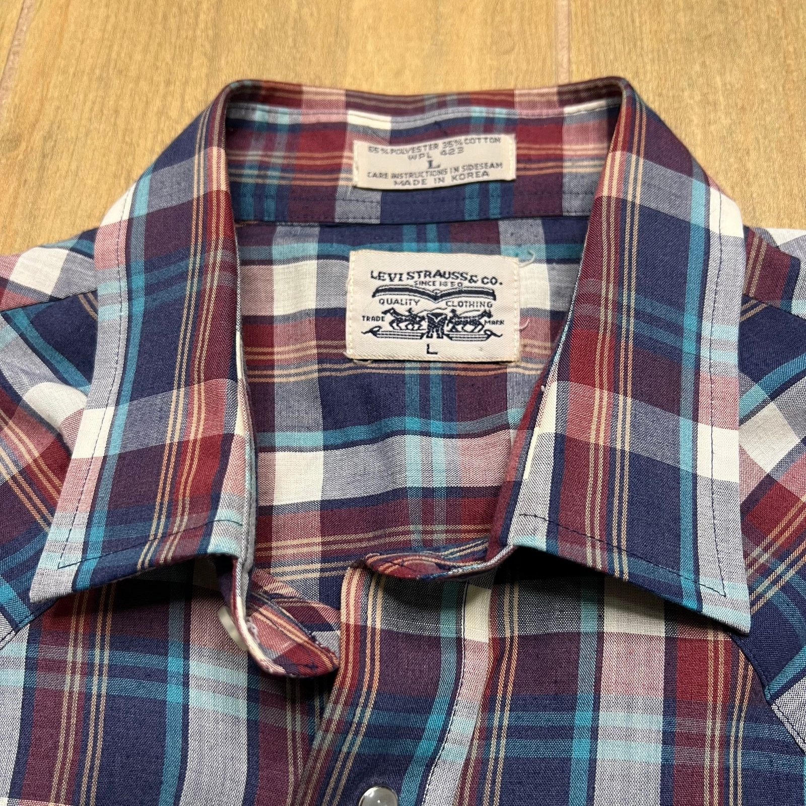 Levi's Levi’s Western Plaid Pearl Snap Shirt Men’s L Short Sleeve Size US L / EU 52-54 / 3 - 3 Thumbnail