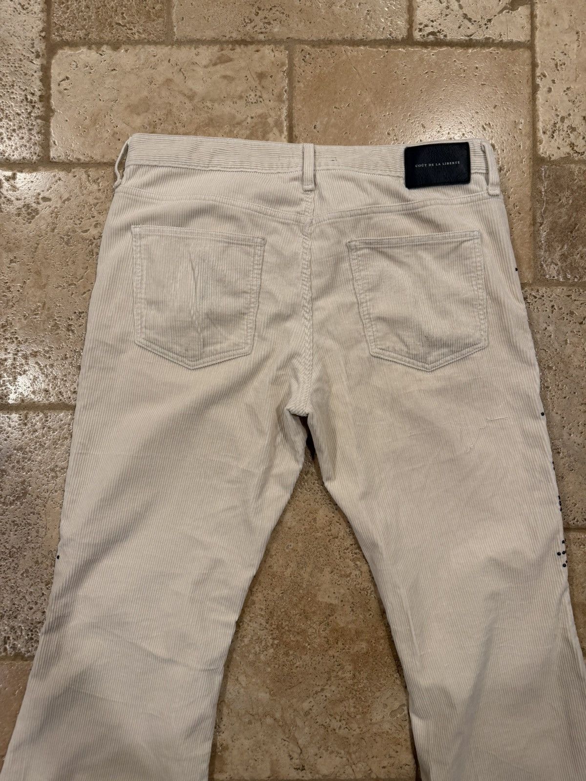 Cout de la Liberte Coût De La Liberté Jimmy-Star Studs Cord Flare Ivory Pants Size US 34 / EU 50 - 11 Thumbnail