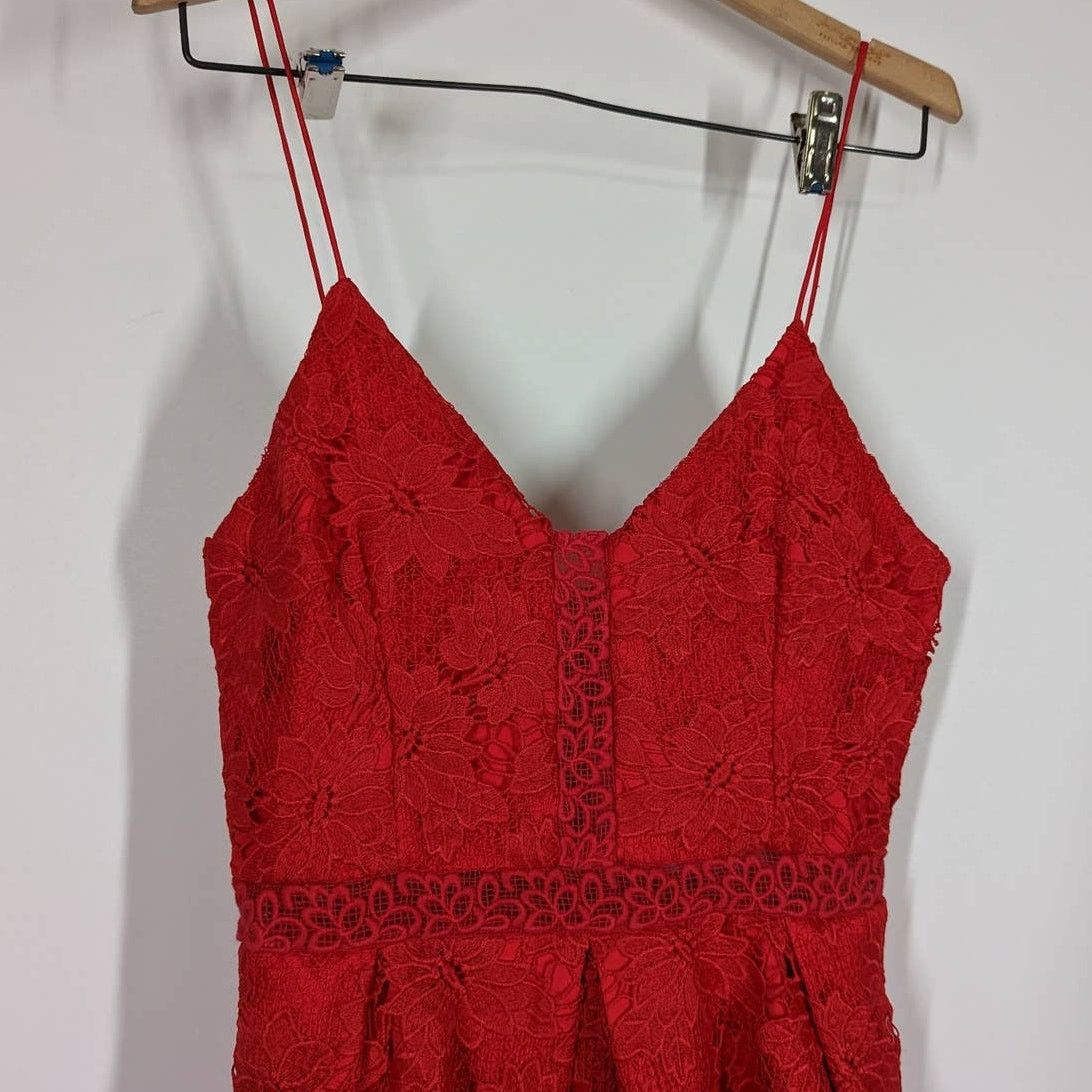 NICHOLAS NICHOLAS Rouleau Red Lace Sleeveless V-Neck Midi Dress 6 Size M / US 6-8 / IT 42-44 - 3 Thumbnail