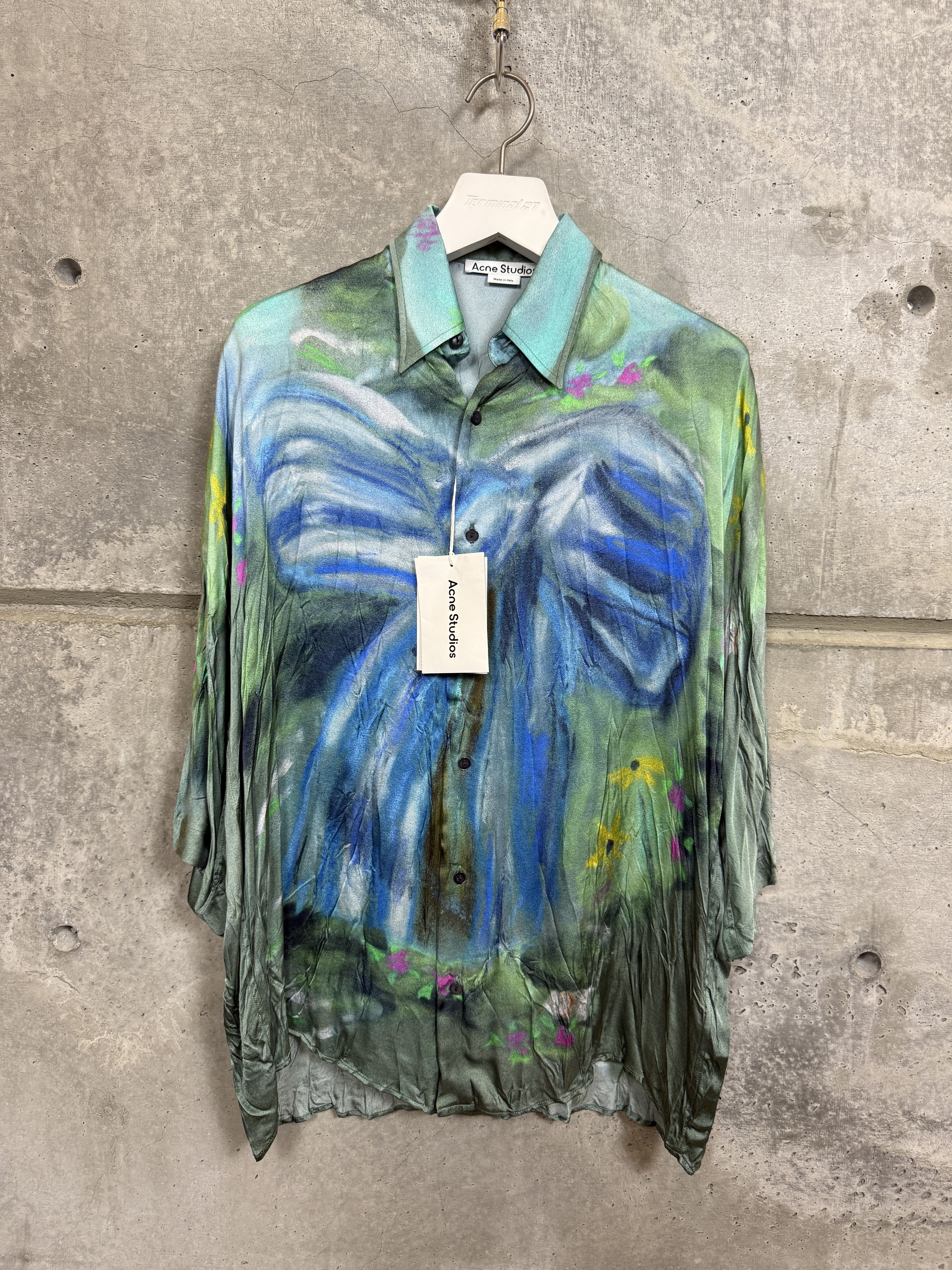 Acne Studios $580 Acne Studios Sandroki Printed Crinkled Viscose Shirt Size US S / EU 44-46 / 1 - 6 Thumbnail