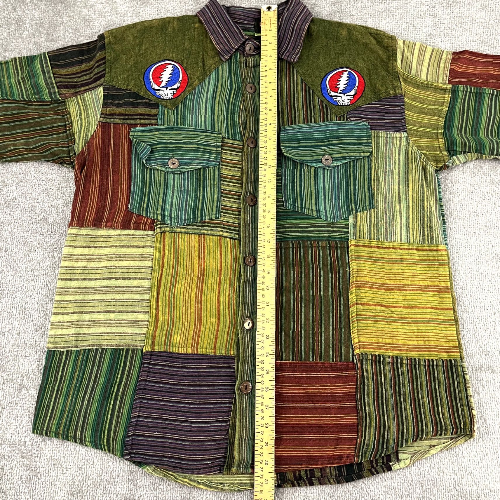 Etro Grateful Dead Shirt Mens Medium Patchwork Button Up Hippie Retro Band Deadheads Multicolor Size US M / EU 48-50 / 2 - 5 Thumbnail