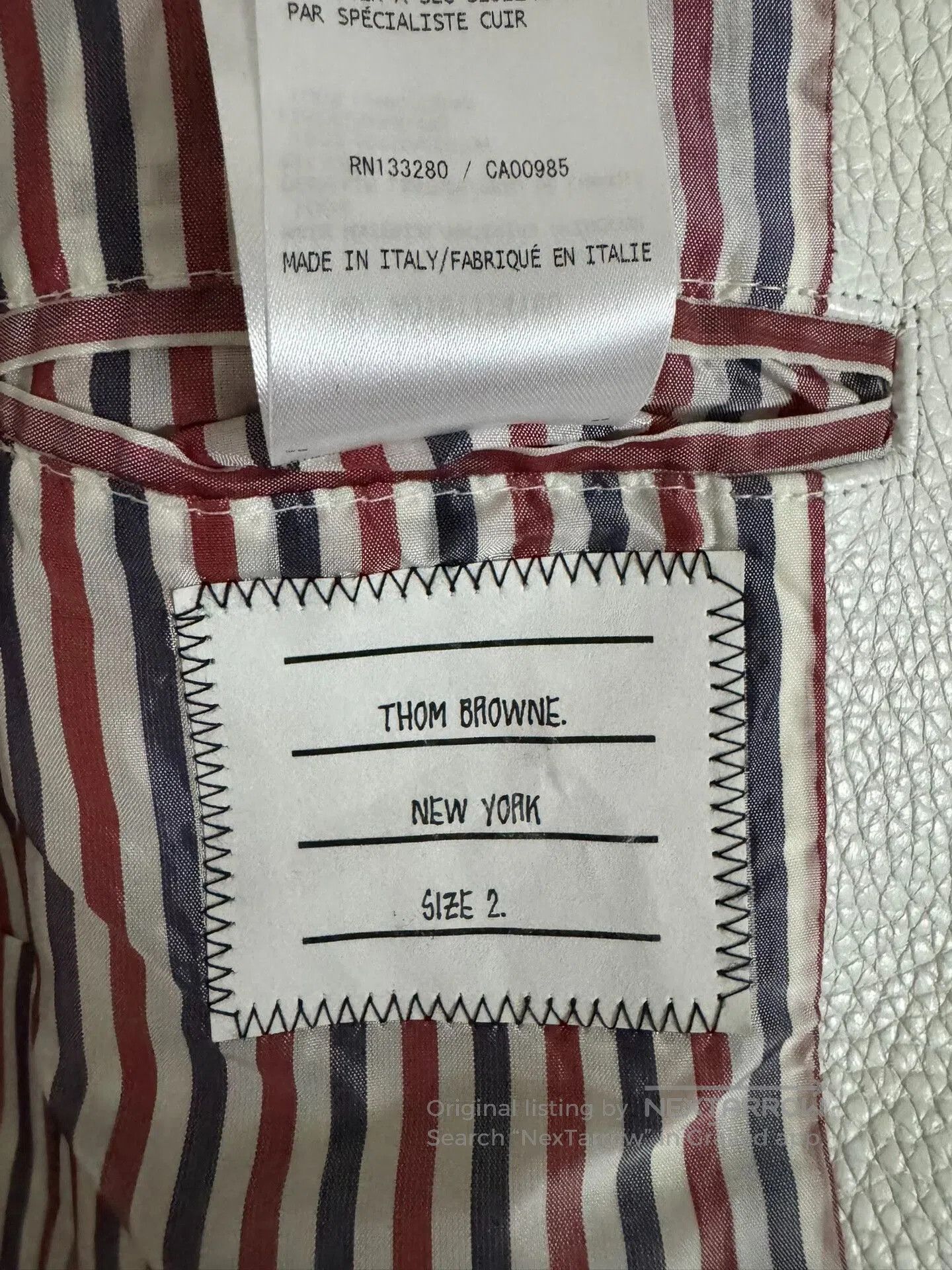 Thom Browne thom browne white leather jacket with stripes. Size US M / EU 48-50 / 2 - 4 Thumbnail
