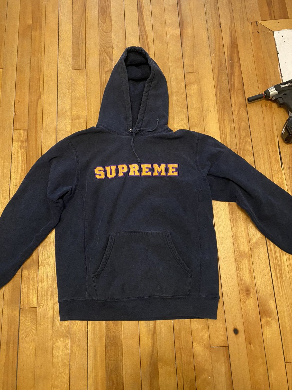 Supreme Supreme Cord Collegiate Logo Hoodie (XL) | Grailed