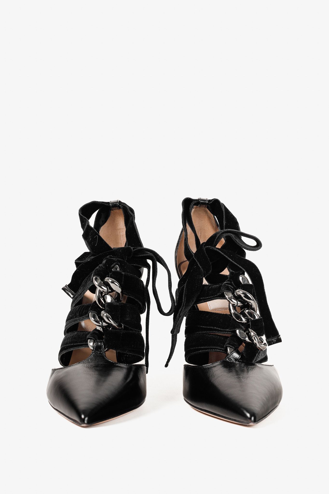 Valentino Valentino Garavani Velvet Straps Chain Leather Pumps Size US 8.5 / IT 38.5 - 2 Thumbnail