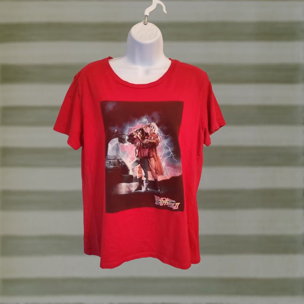 Vintage Womens Plus Size Back To The Future Time Travel Red Graphic T Shirt 2XL Size XXL / US 16-18 / IT 52-54 - 1 Thumbnail