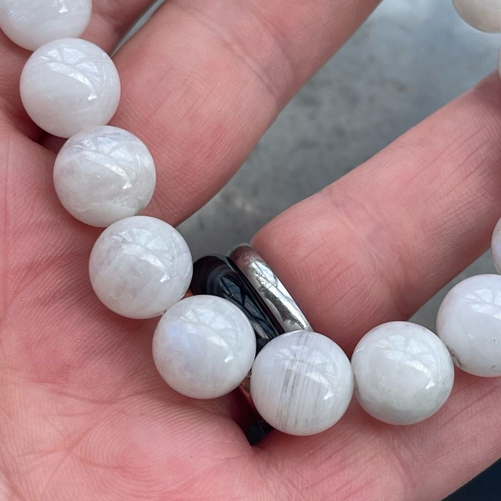 Other White Moonstone beaded bracelet 7” crystal healing beads 10m Size ONE SIZE - 4 Thumbnail