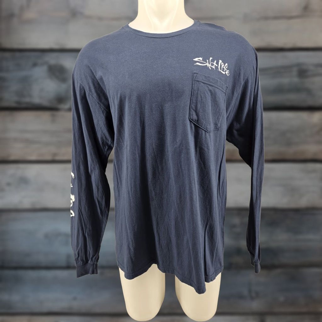 Vintage Salt Life Mens Long Sleeve T Shirt Large Blue Crew Neck Cotton USA Flag Logo Shirt Mens Long Sleeve T-Shirt Blue Cotton USA Flag Logo Salt Life Size US L / EU 52-54 / 3 - 1 Thumbnail