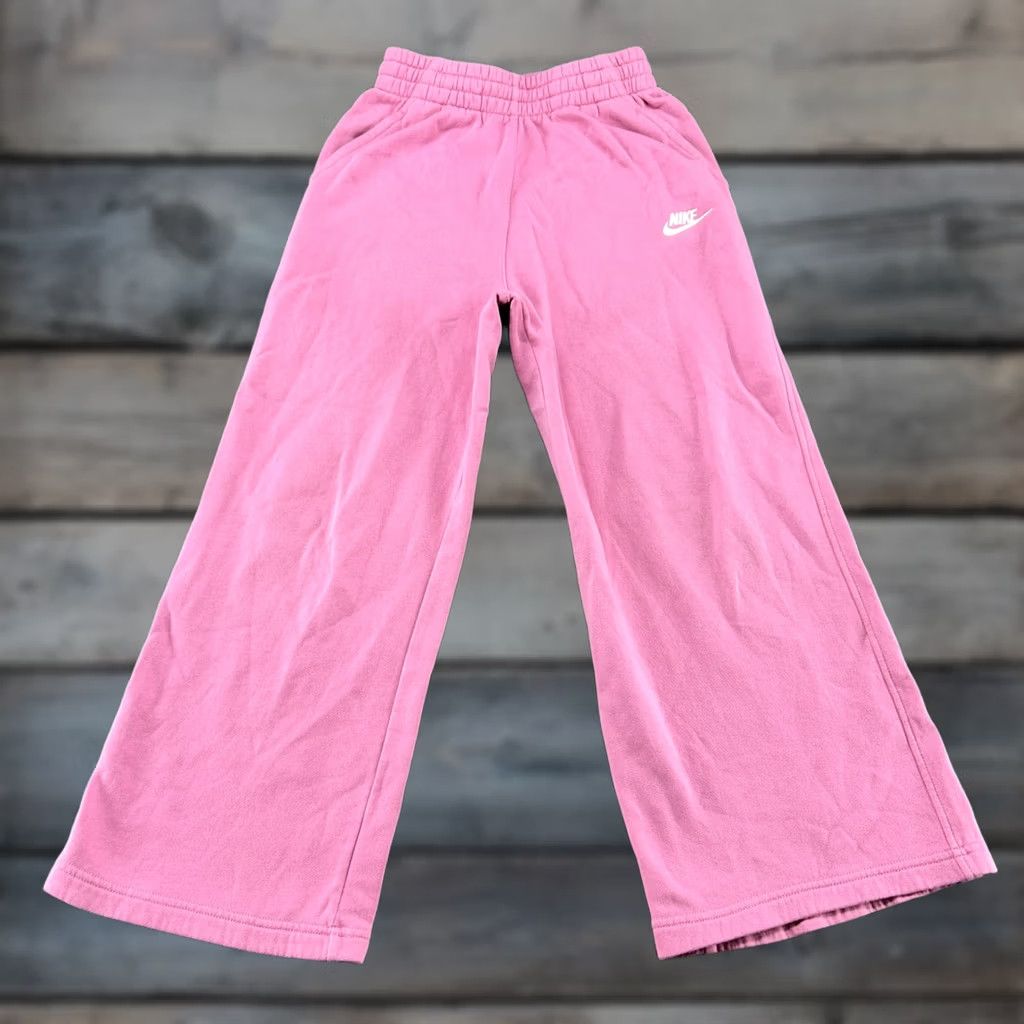 Nike Nike Pants Womens M Pink Sweat Fleece Swoosh Cotton Drawstring Baggy Wide Leg Pants Womens M Pink Sweatpants Swoosh Cotton Blend Pockets Elastic Waist Size 32" / US 10 / IT 46 - 1 Thumbnail