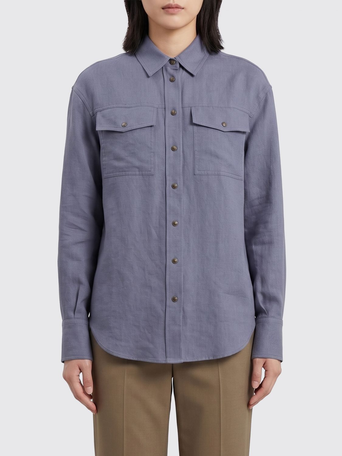 Brunello Cucinelli Brunello Cucinelli Shirt Woman Blue Size S / US 4 / IT 40 - 1 Thumbnail