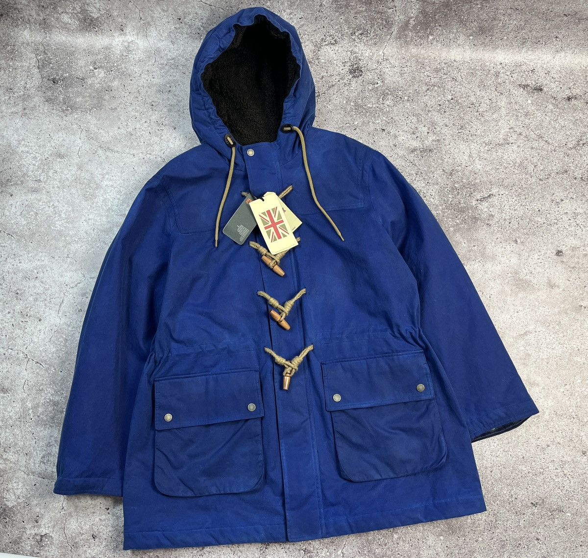 Baracuta Waxed Duffle Coat Deep Cobalt Size US L / EU 52-54 / 3 - 7 Thumbnail