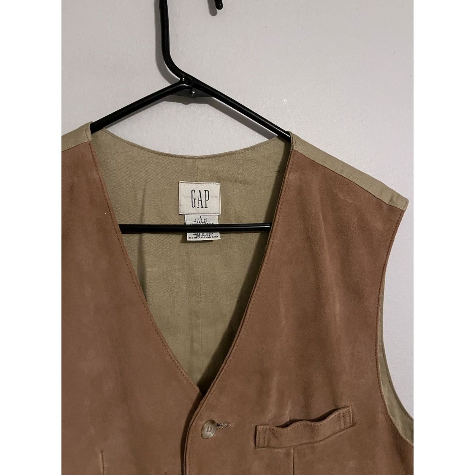 Gap VINTAGE GAP Genuine Leather Beige Western Waistcoat Vest - Men's Large L Vest Mens L Beige Western Leather Waistcoat Size US L / EU 52-54 / 3 - 2 Thumbnail