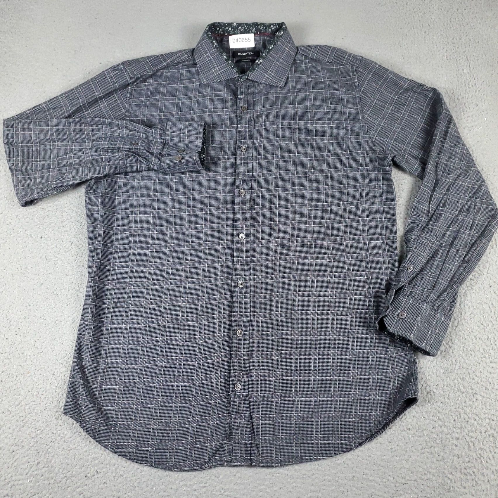 BUGATCHI Bugatchi Uomo Shirt Mens XL Gray Plaid Button-Up Long Sleeve Formal Casual Business Wearability Shirt Mens XL Gray Plaid Button-Up/Fine Cotton Size US XL / EU 56 / 4 - 2 Thumbnail