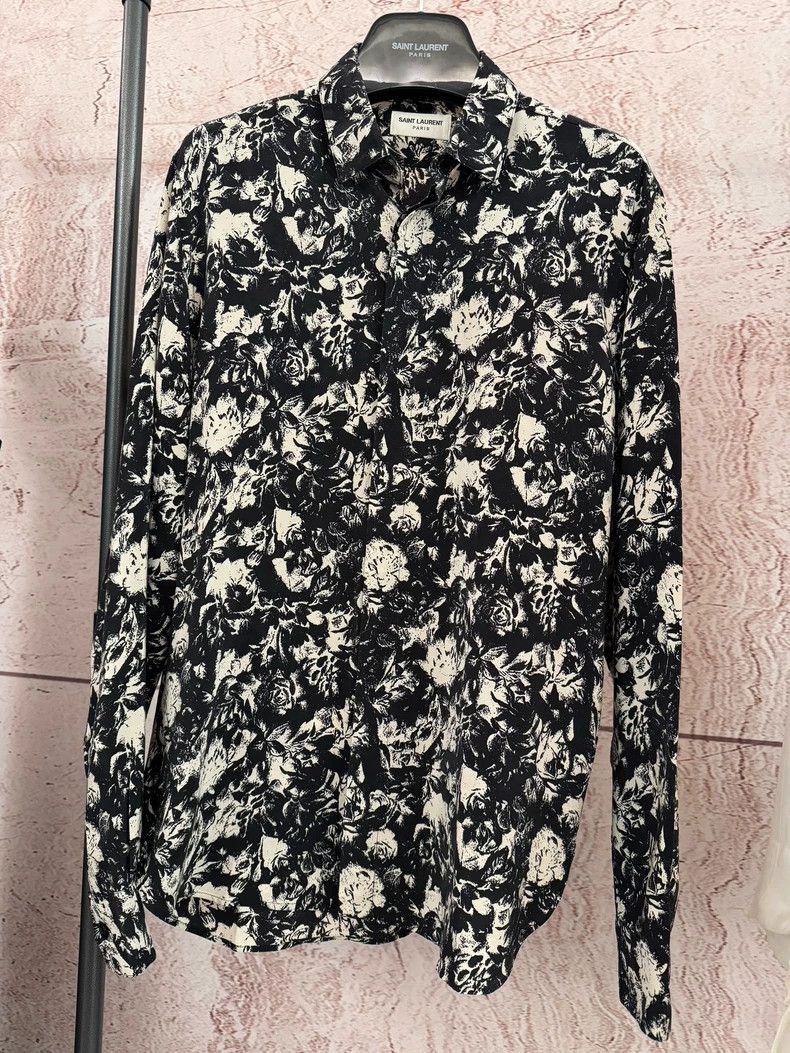 Saint Laurent Paris Saint Laurent Paris Saint Laurent Floral Silk Long Sleeve Size US M / EU 48-50 / 2 - 1 Thumbnail