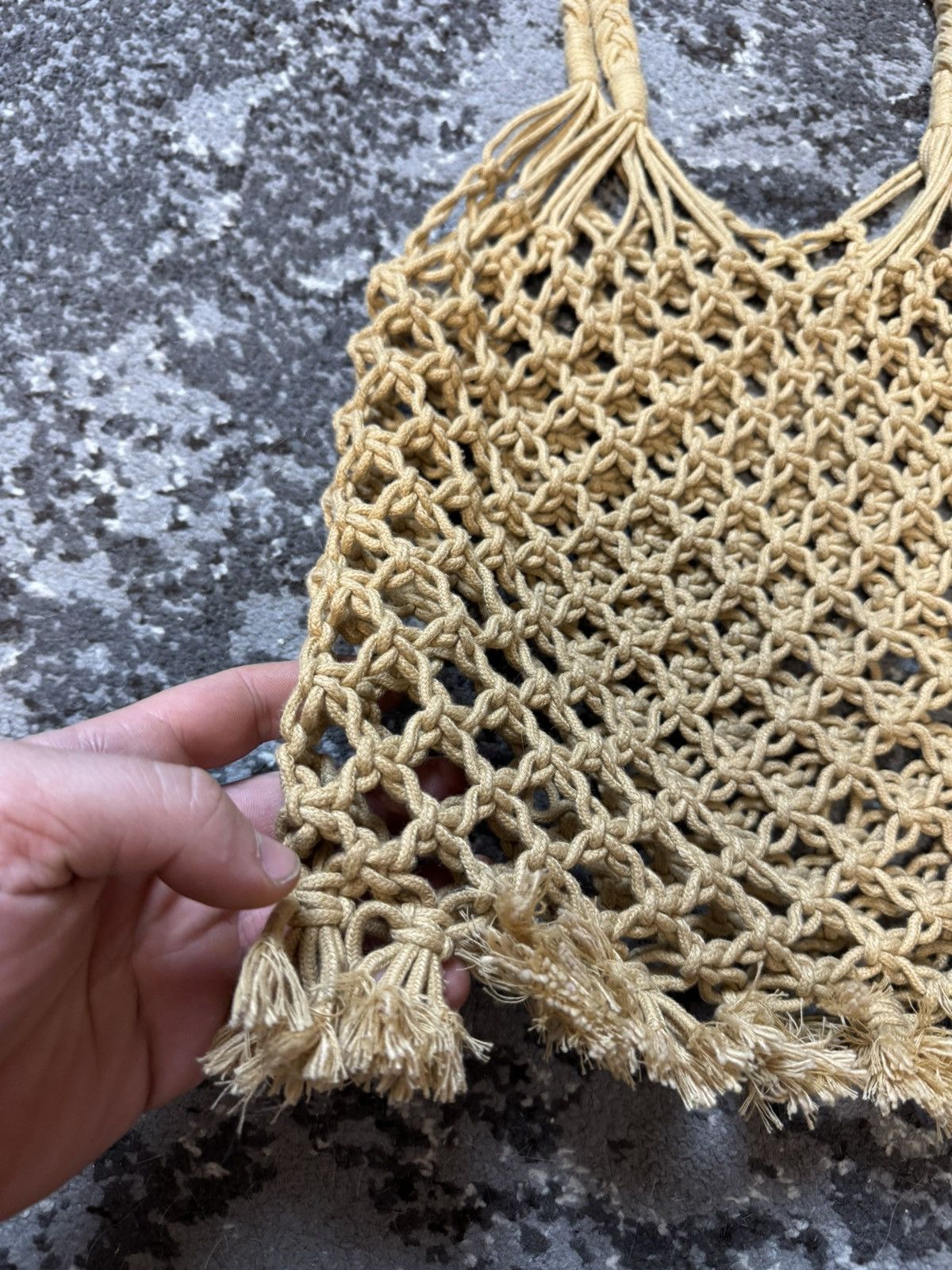 Vintage Vintage Y2K Archival 90s Macrame Bag Brown Openwork Size ONE SIZE - 3 Thumbnail