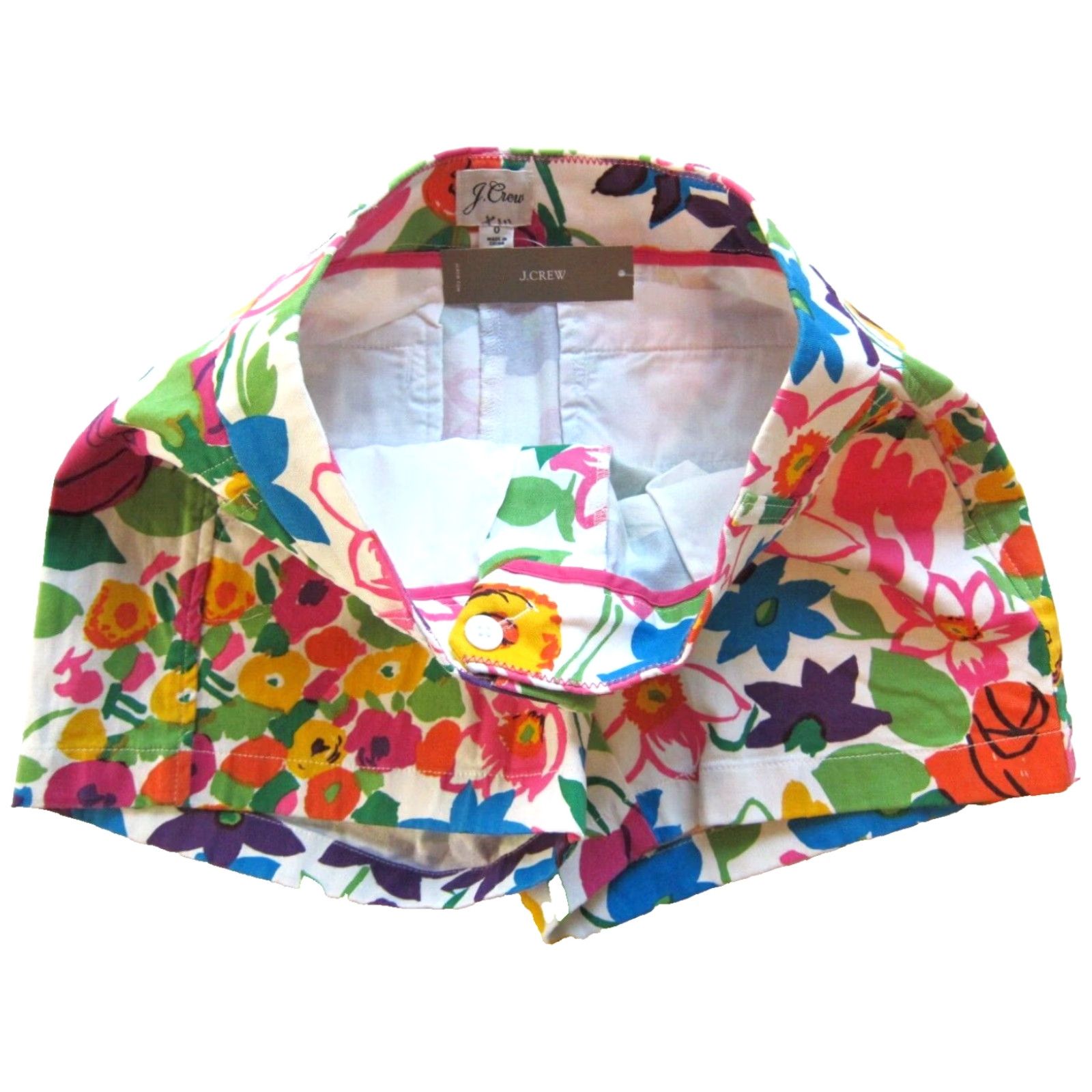 J.Crew NWT J.Crew Floral Cotton Stretch Chino Shorts Women 0 Pink Green Yellow Blue Floral City Preppy 90s Womens Size 25" / US 0 / IT 36 - 4 Thumbnail