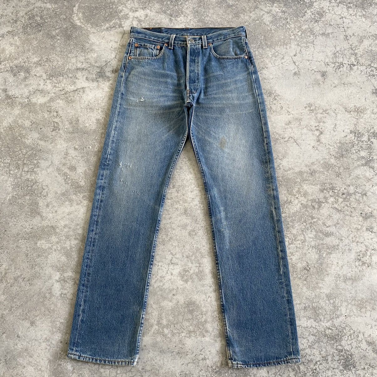 Levi's Vintage 1996 Levi’s 501 Faded Blue Ripped Denim Jeans Size US 31 - 1 Thumbnail