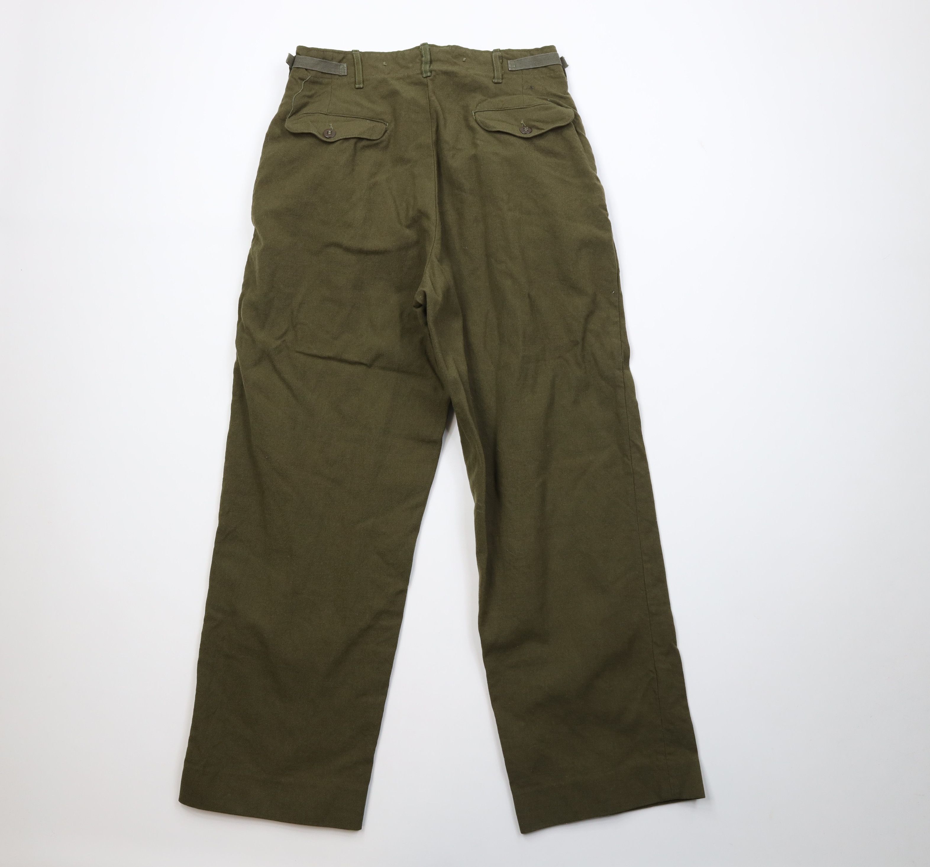 Vintage Vintage 50s Korean War Wool Wide Leg Trousers Pants Green Size US 30 / EU 46 - 10 Thumbnail