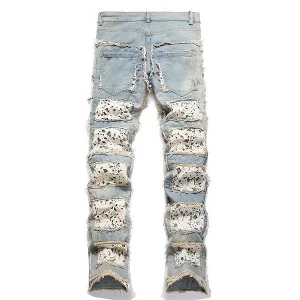 Jean Kimura x Fujii Floral Patchwork Distressed Baggy Denim Jeans Size US 30 / EU 46 - 5 Thumbnail