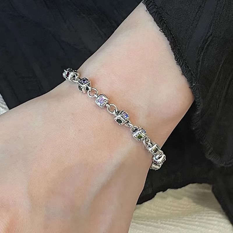 Jewelry Multicolor Zircons Chain Bracelet Size ONE SIZE - 4 Thumbnail