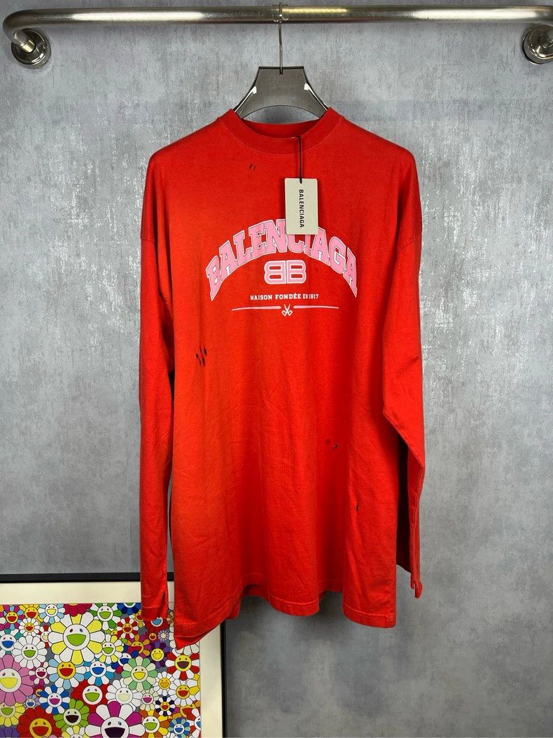 Balenciaga Balenciaga Distressed Scissors Double B Longsleeve - dmc Size US M / EU 48-50 / 2 - 1 Thumbnail