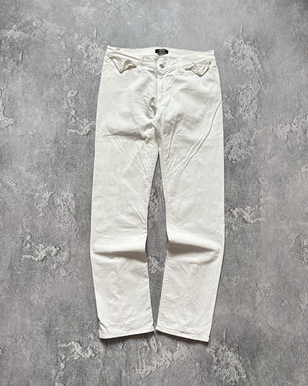 Versace × Versace Jeans Couture × Vintage Versace Jean couture 36 white pant trouser Jean chino flared Size 25" / US 0 / IT 36 - 12 Thumbnail