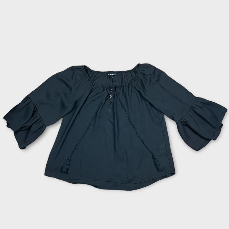 Vintage My Michelle | Vintage Y2K Black peasant top | Small Size S / US 4 / IT 40 - 7 Thumbnail