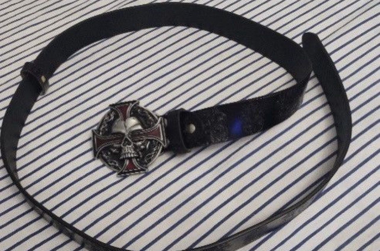 Leather Skull Leather Belt Size ONE SIZE - 6 Thumbnail