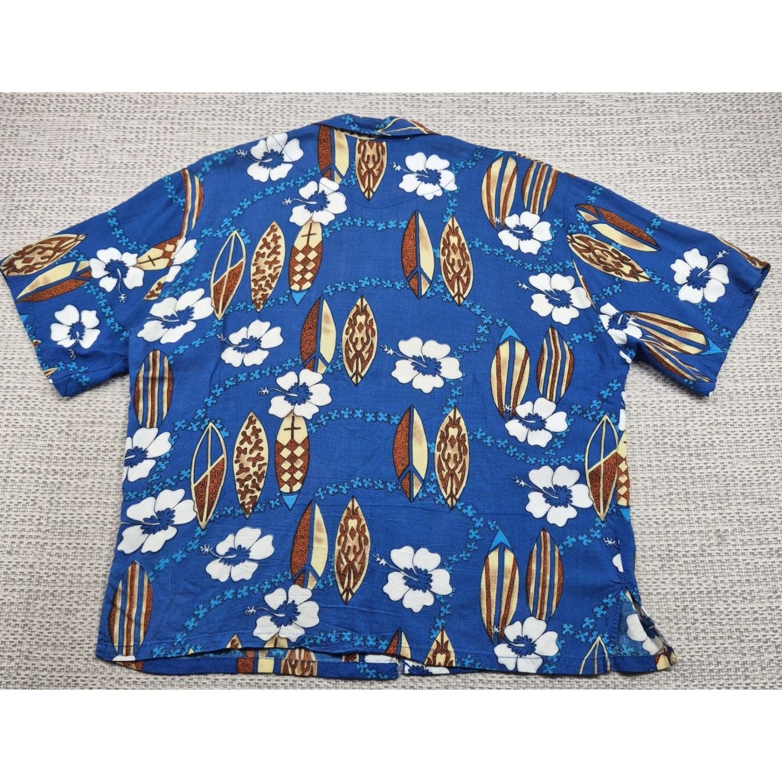 Vintage VINTAGE Basix Button Up Shirt Mens Large Blue Hawaiian Surfboard Floral Rayon Shirt Size US L / EU 52-54 / 3 - 6 Thumbnail