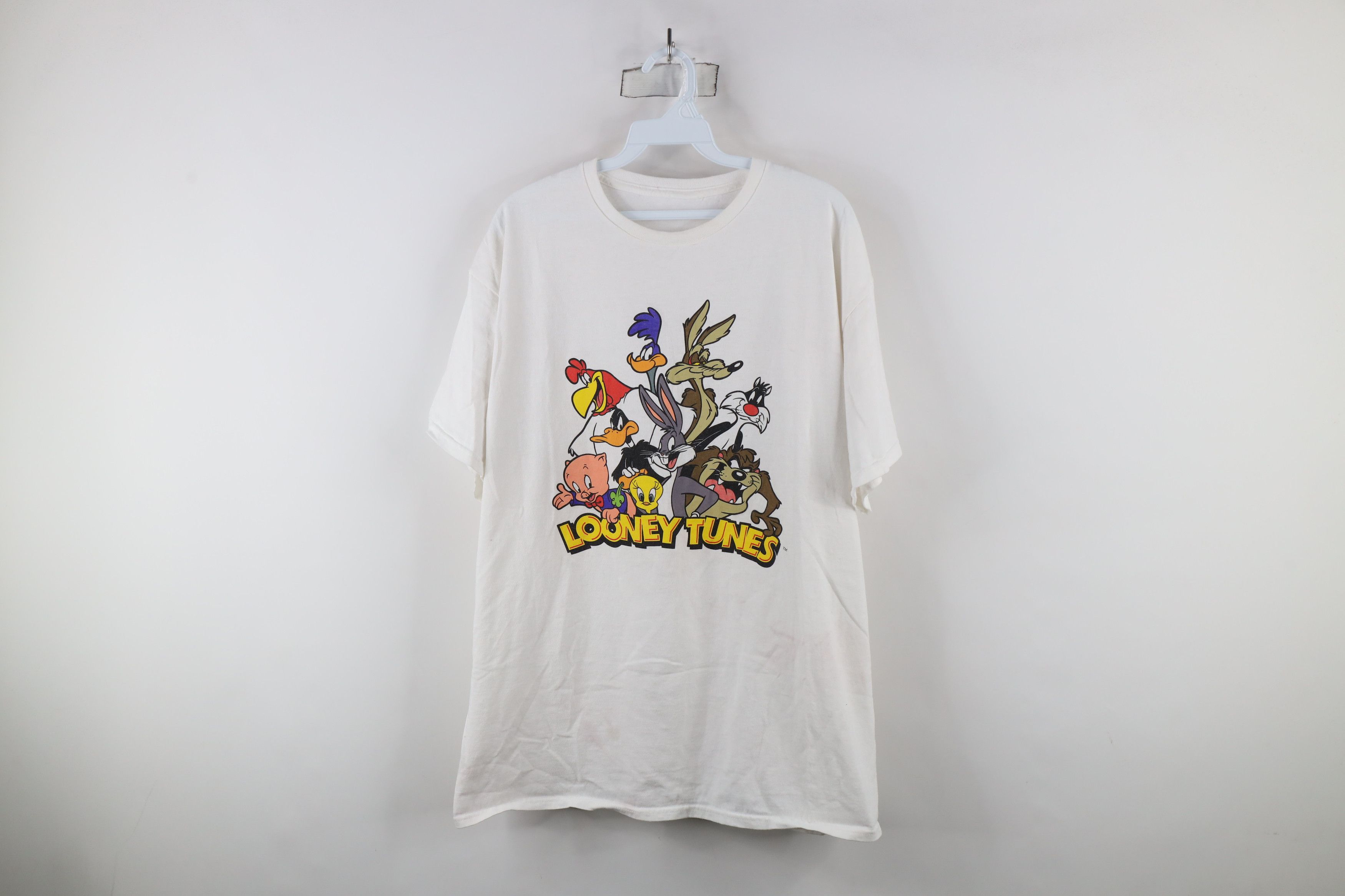 Vintage Vintage 90s Looney Tunes Out Short Sleeve T-Shirt White Size US XL / EU 56 / 4 - 1 Thumbnail