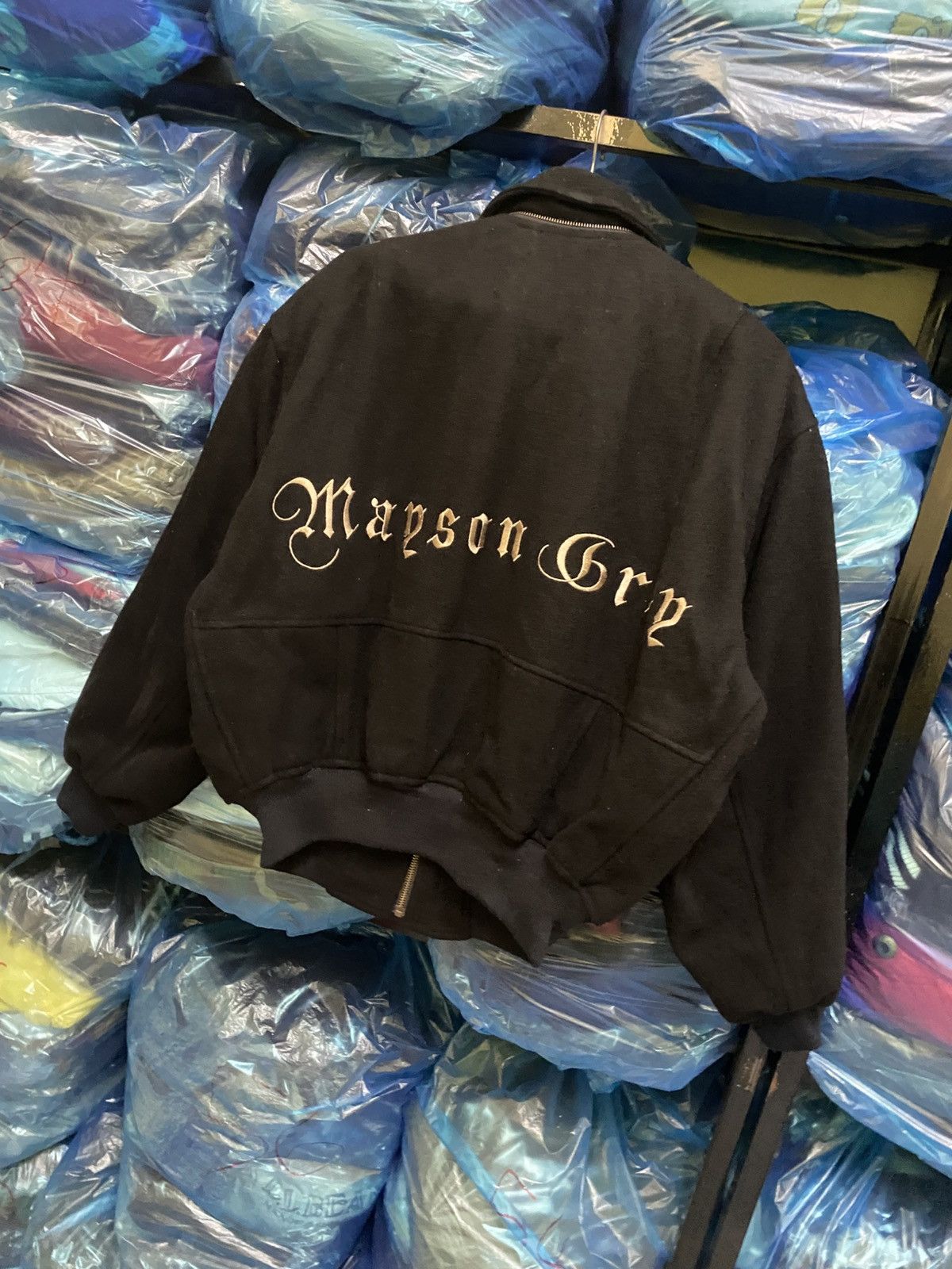 Japanese Brand VINTAGE MAISON GREY IS DESIGN EMBROIDERED LOGO WOOL BOMBER Size US L / EU 52-54 / 3 - 9 Thumbnail