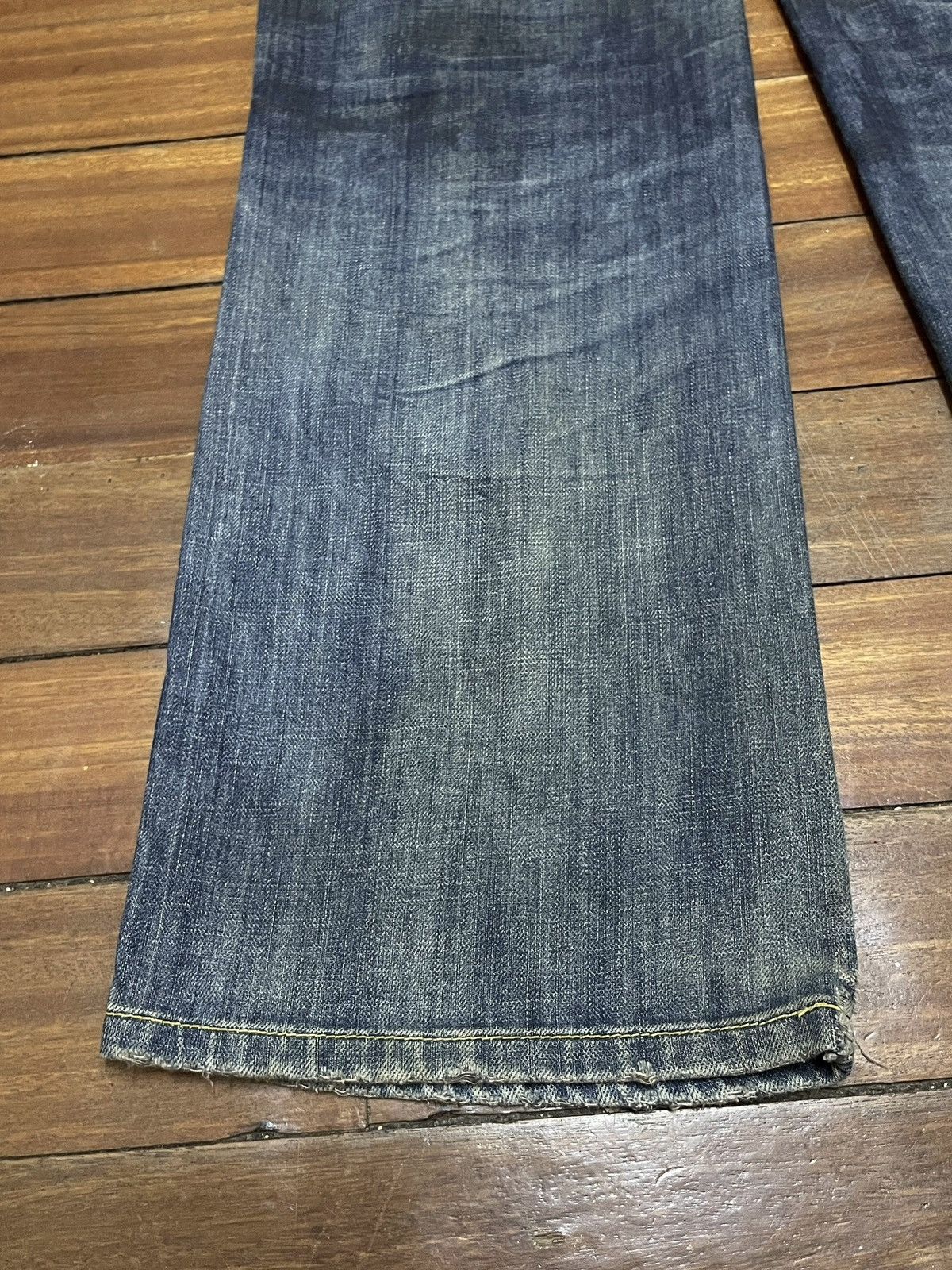 Le Grande Bleu (L.G.B.) Rare Design Vintage Dsquared2 Patchwork Flared Jeans 2000s Size US 33 - 7 Thumbnail