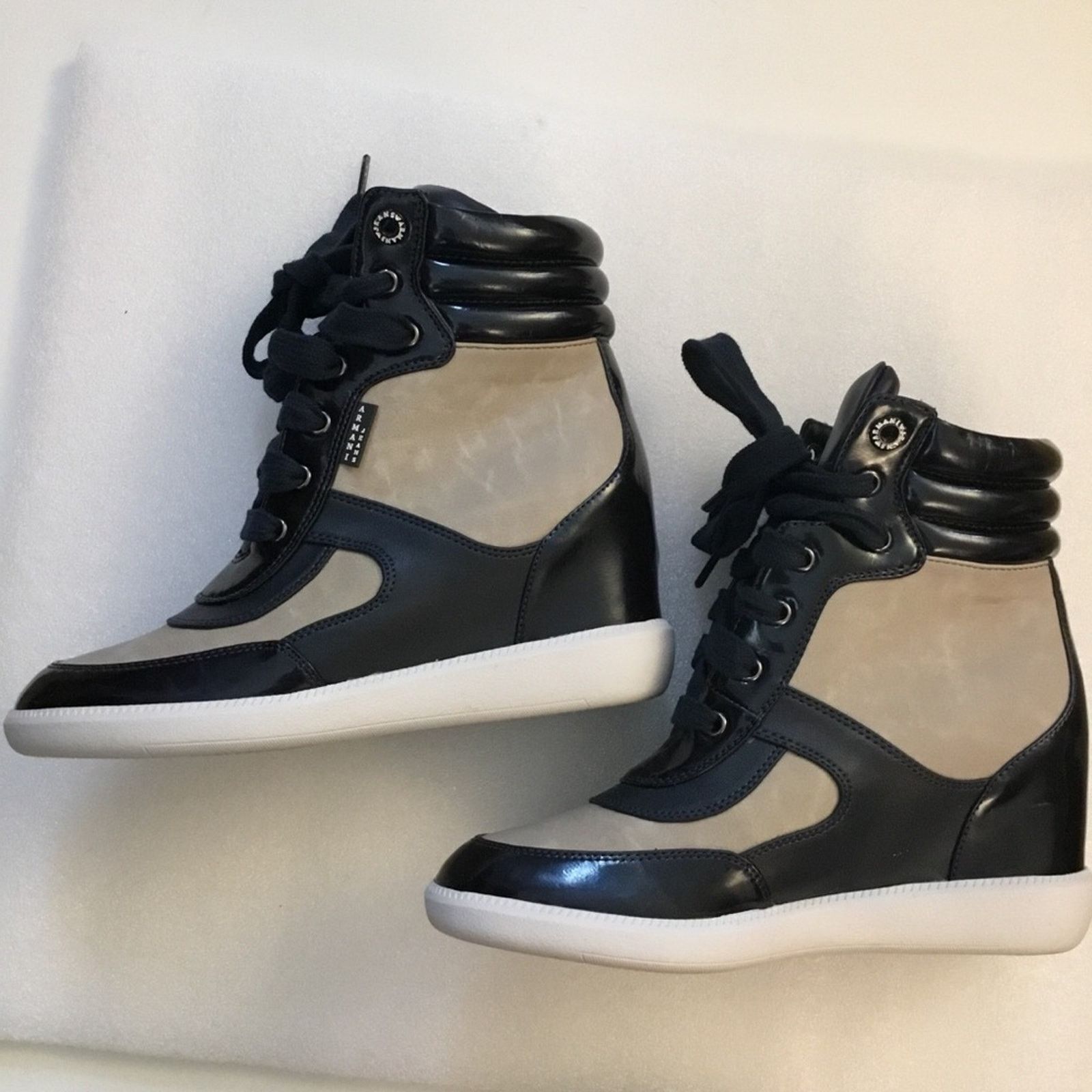 Armani Armani Jeans Blue High-Top Wedge Sneakers Size US 6.5 / IT 36.5 - 4 Thumbnail