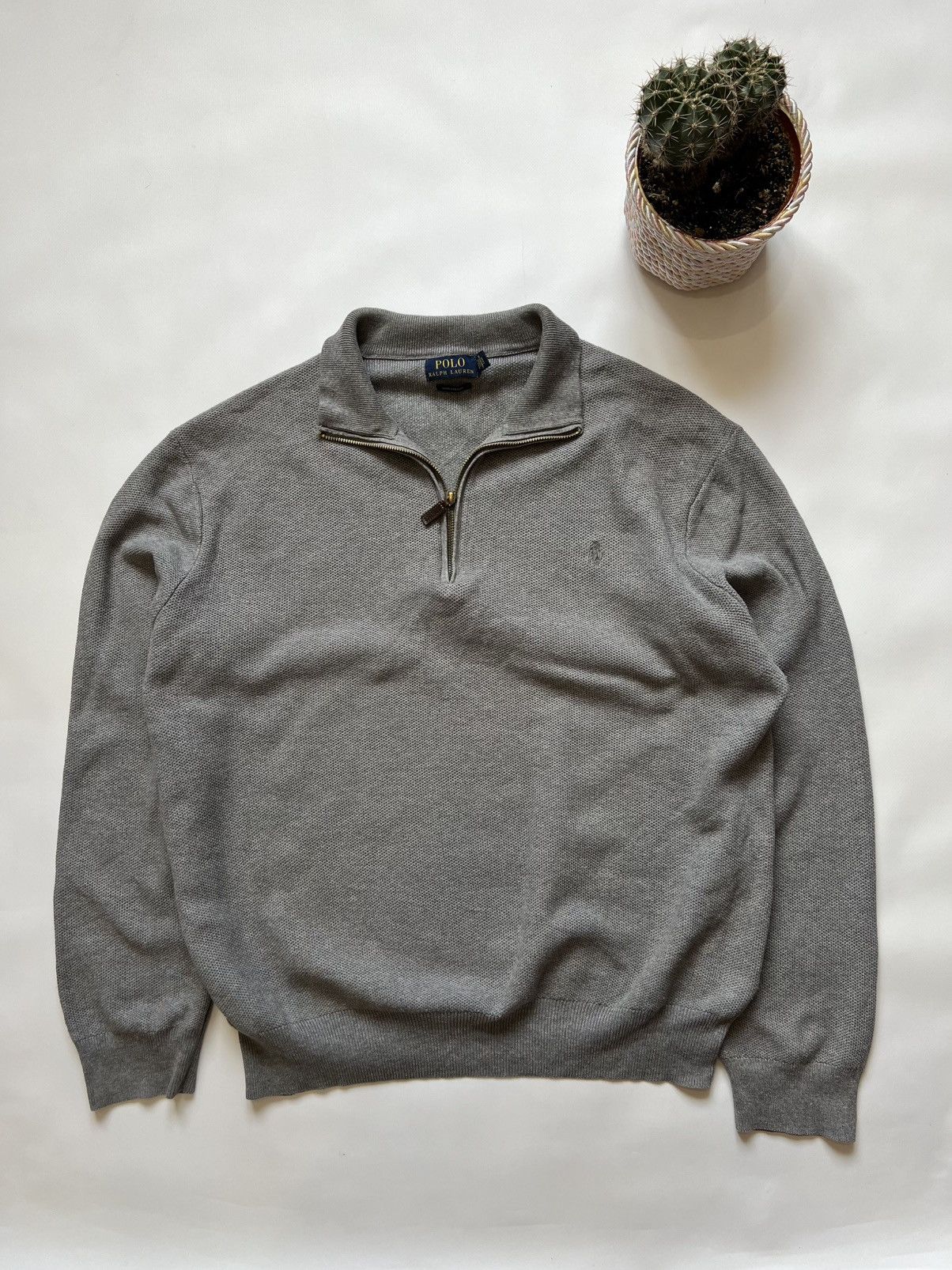 Polo Ralph Lauren Vintage Polo Ralph Lauren Grey 1/4 Zip Sweater Size US XL / EU 56 / 4 - 1 Thumbnail